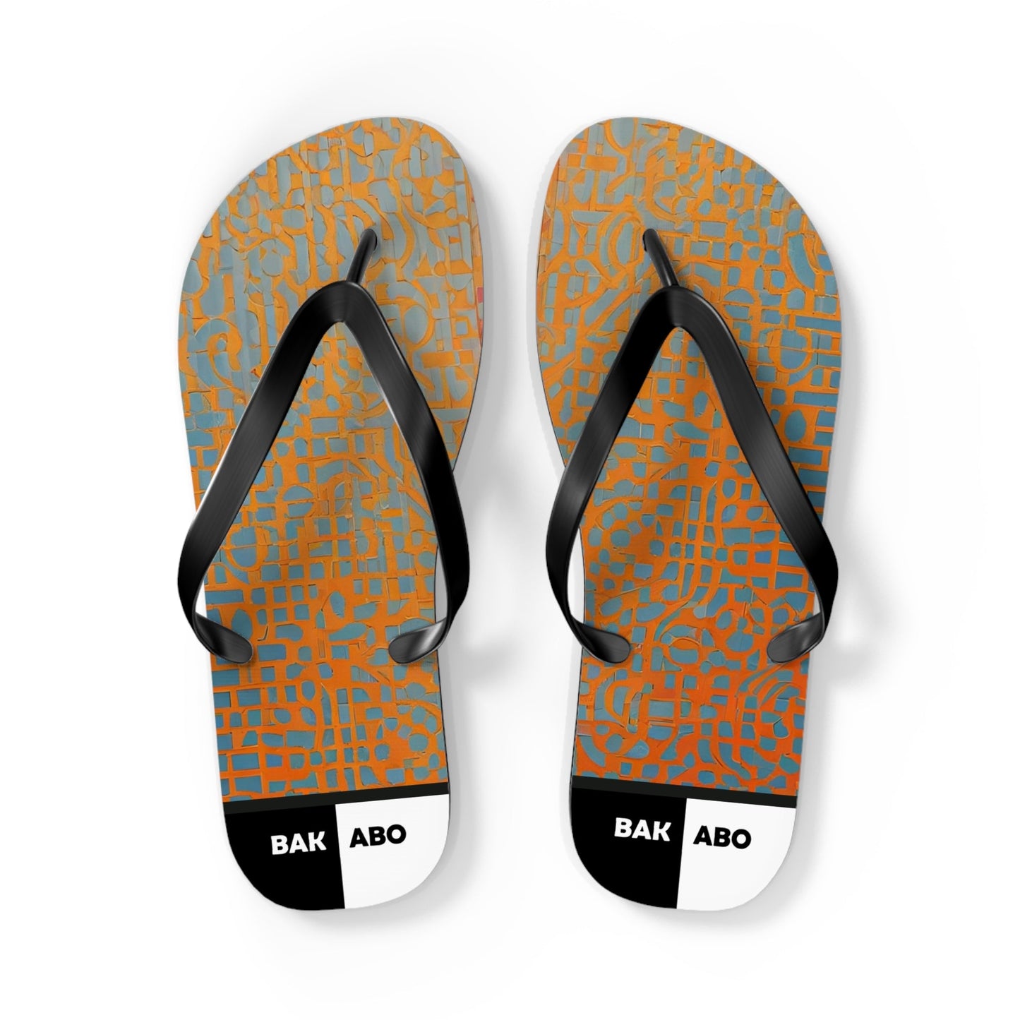 Abstract Orange Grid Flip Flops – Lightweight Summer Beach Sandals Printify bakabo.club