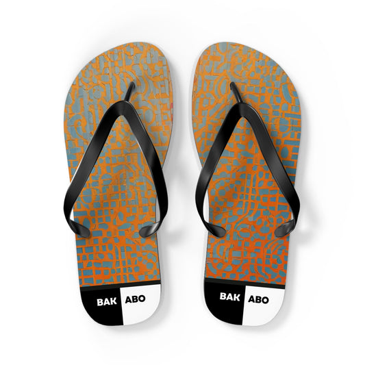 Abstract Orange Grid Flip Flops – Lightweight Summer Beach Sandals Printify bakabo.club