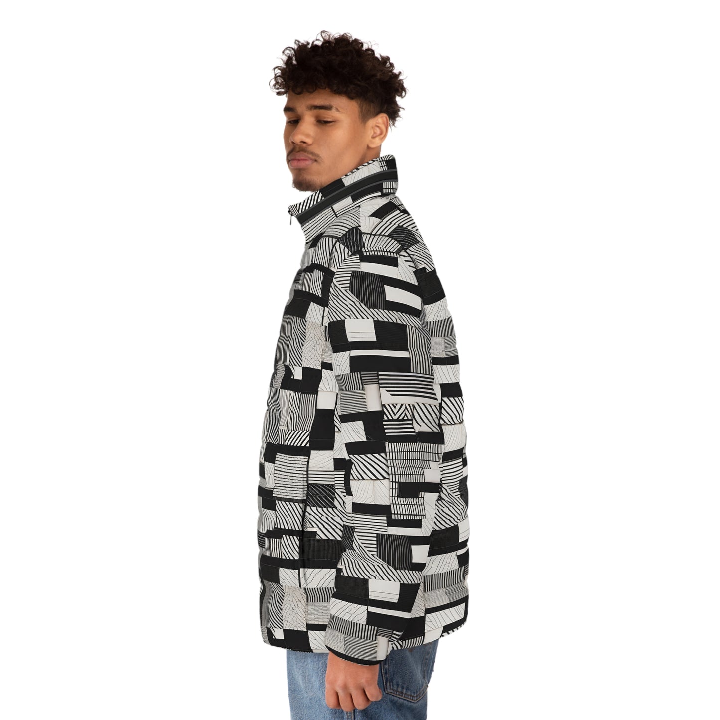 Monochrome Mosaic (BKS)🖤Puffer Jacket