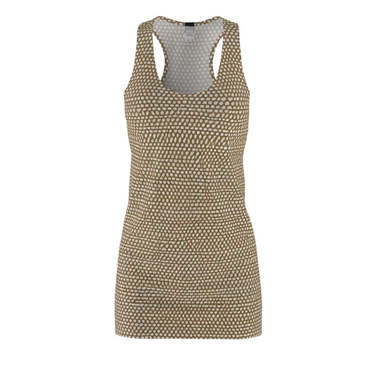 Beige Honeycomb Pattern Racerback Dress — All-Over Print Printify bakabo.club