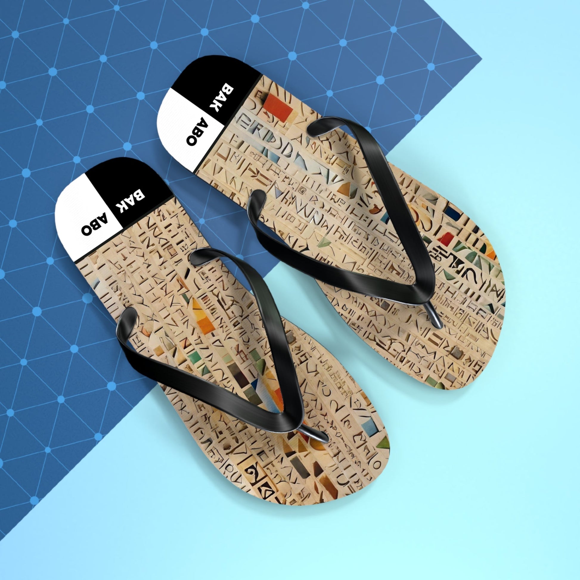 Egyptian Hieroglyph Flip Flops – Ancient Script Beach Sandals Printify bakabo.club