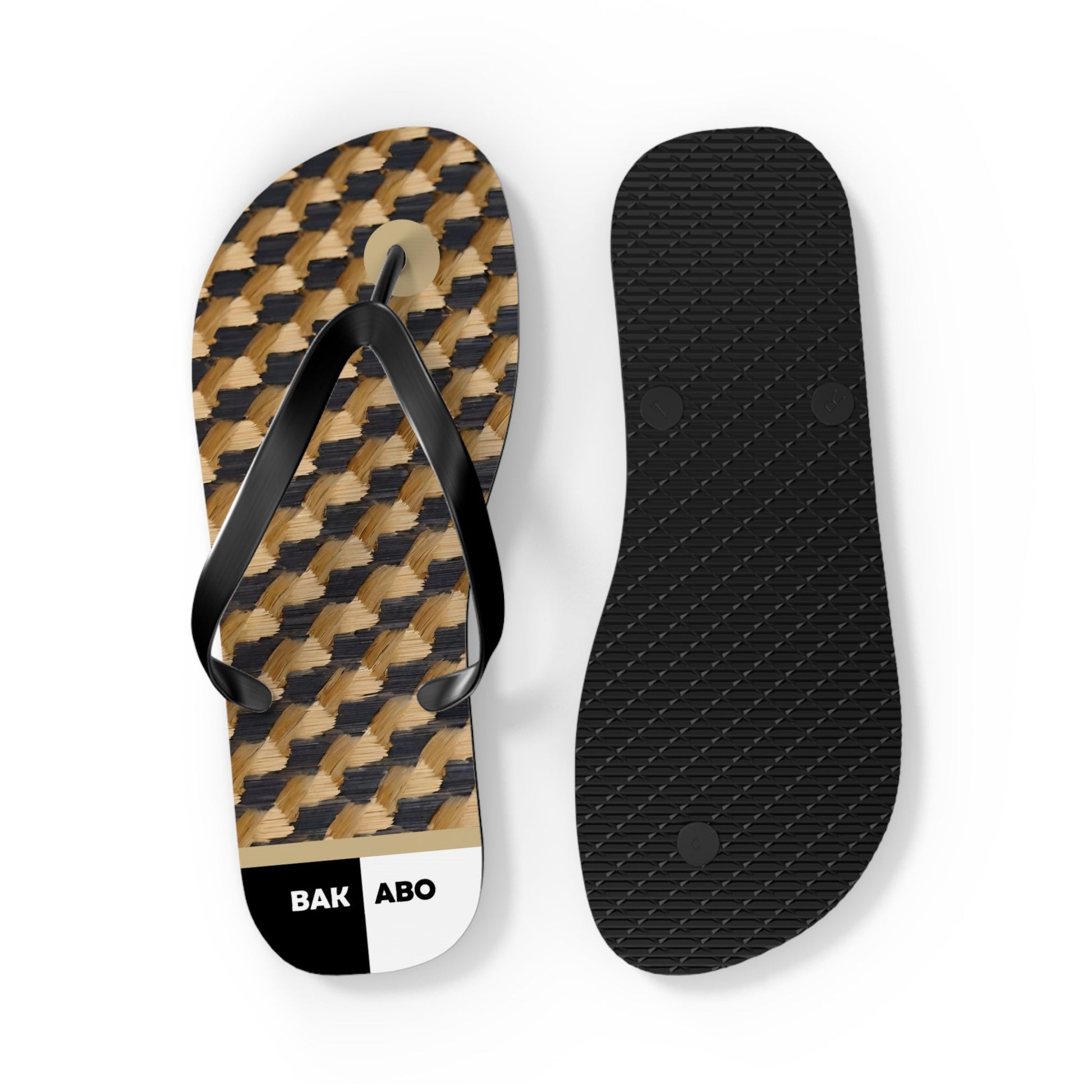 Flip Flops - Geometric Brown Houndstooth Pattern Beach Sandals Printify bakabo.club
