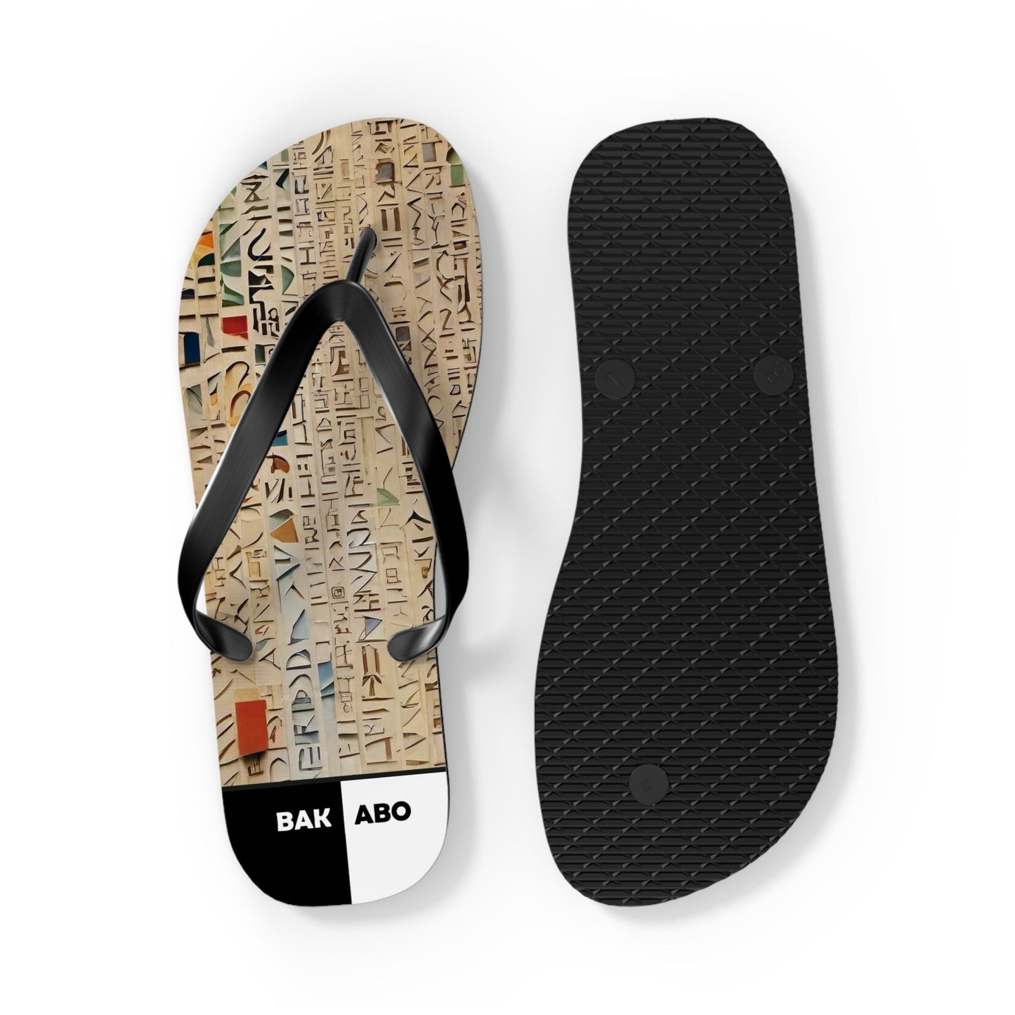 Egyptian Hieroglyph Flip Flops – Ancient Script Beach Sandals Printify bakabo.club