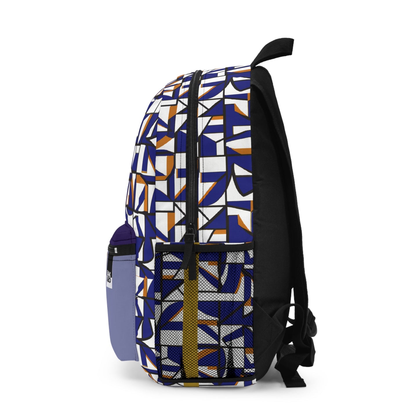 Geometric Blue & Gold Pattern Backpack — Modern Abstract School Bag Printify bakabo.club