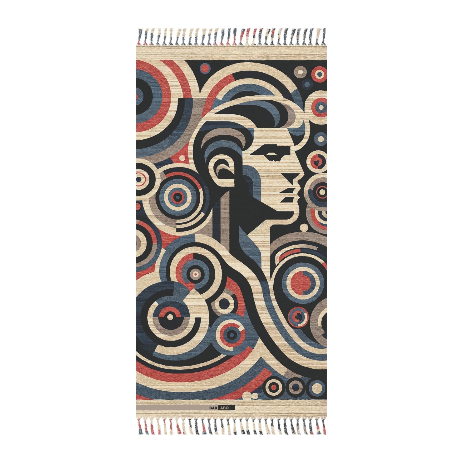 Boho Beach Towel — Retro Geometric Mermaid Print, Fringe Cotton Beach Blanket Printify bakabo.club