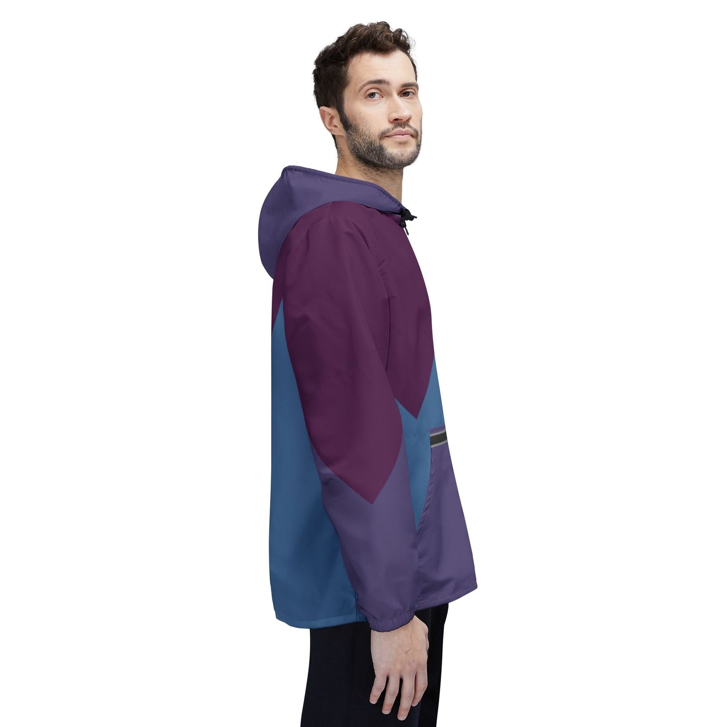 Colorblock Chevron Windbreaker Jacket — Lightweight Hooded AOP Outerwear Printify bakabo.club