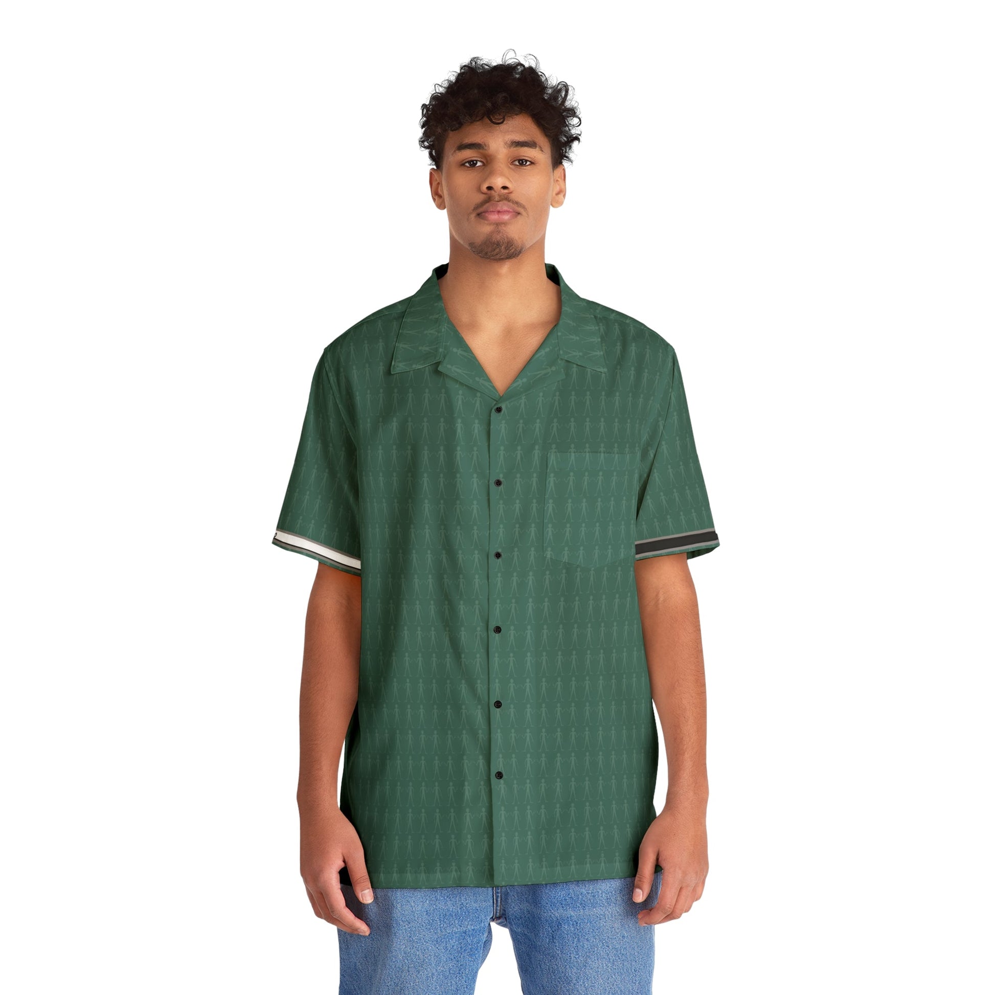 Green Tropical Pattern Hawaiian Shirt — Men's Casual Aloha Button-Up Printify bakabo.club