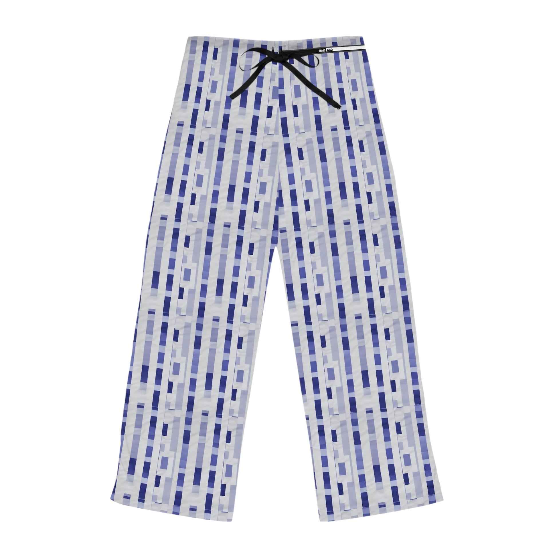Blue Geometric Stripe Pajama Pants - Women's Cozy Lounge Sleepwear Printify bakabo.club