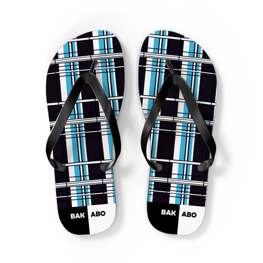Blue Plaid Flip Flops — Men's Summer Beach Sandals Printify bakabo.club