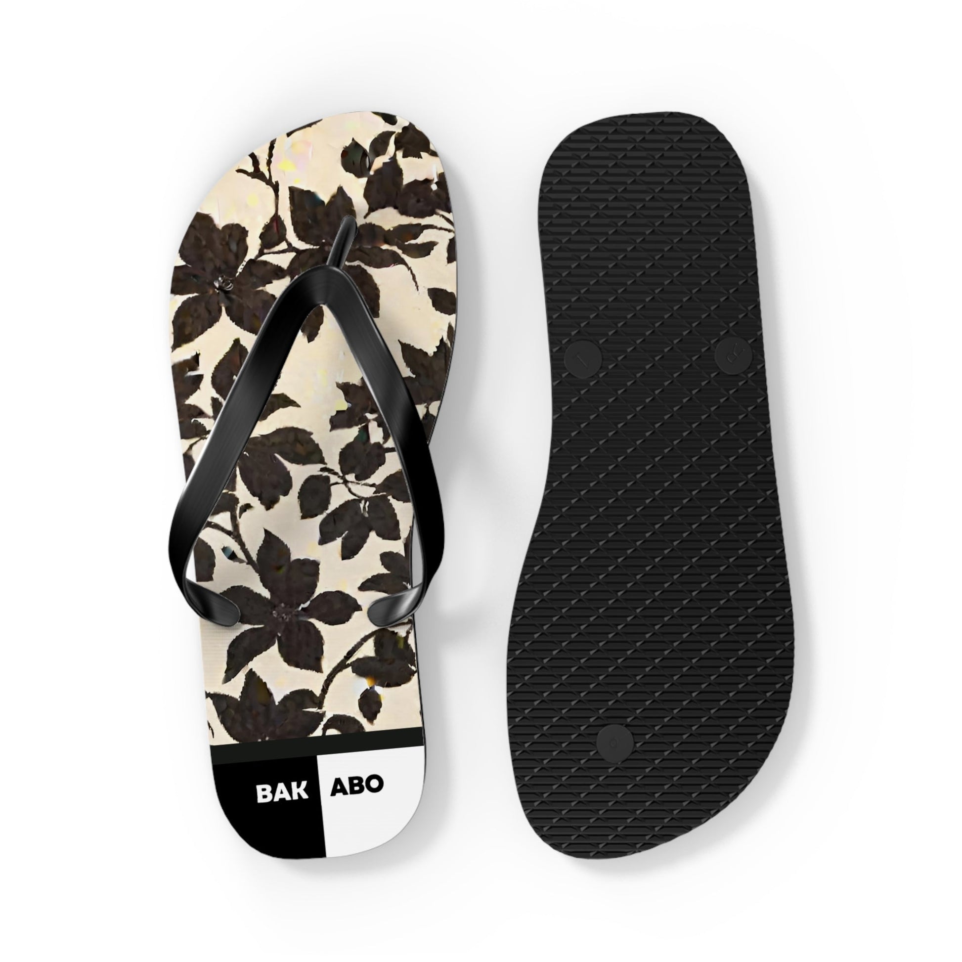 Monochrome Foliage (BKS)🖤Flip Flops Printify bakabo.club