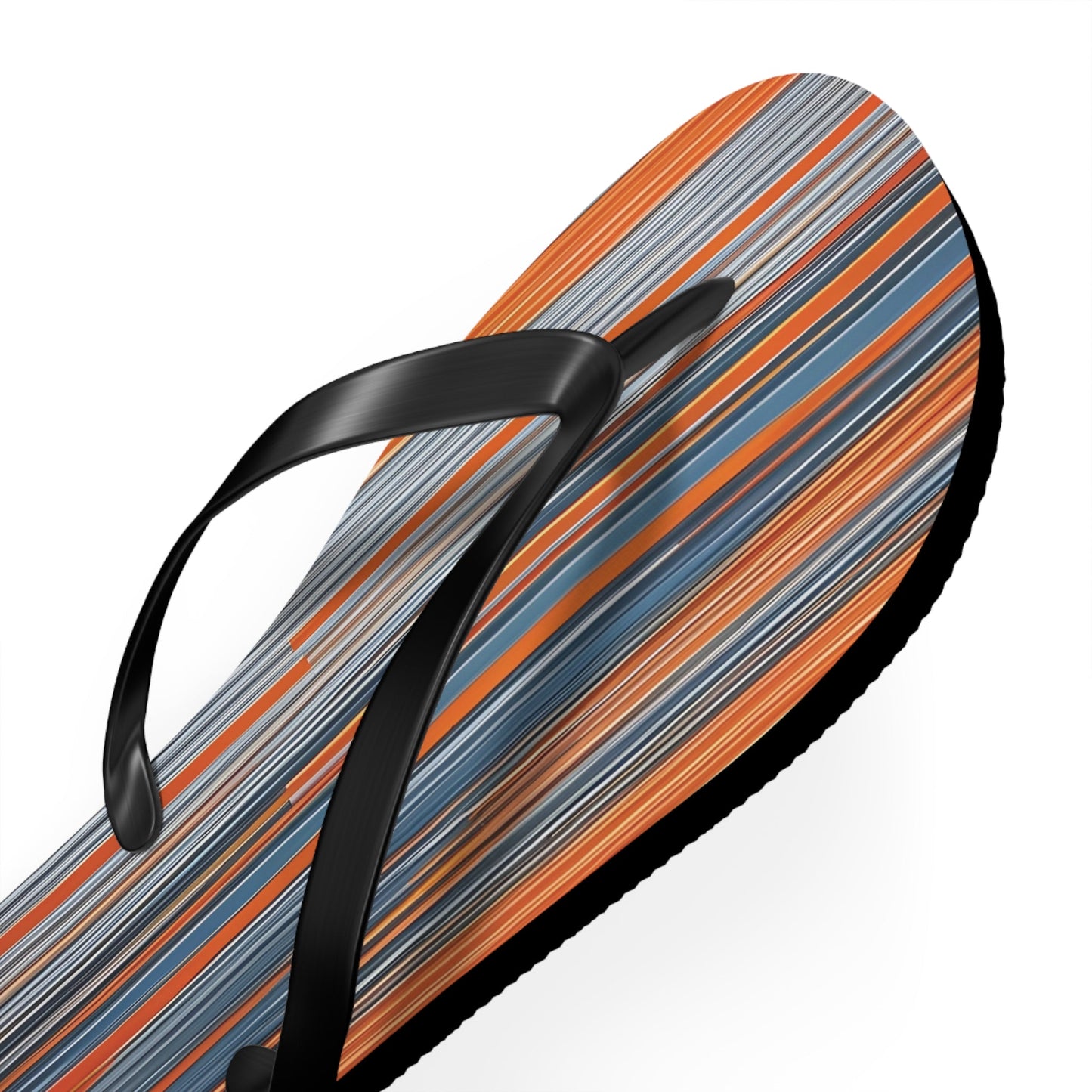 Striped Sunset Flip Flops — Orange & Blue Beach Sandals Printify bakabo.club