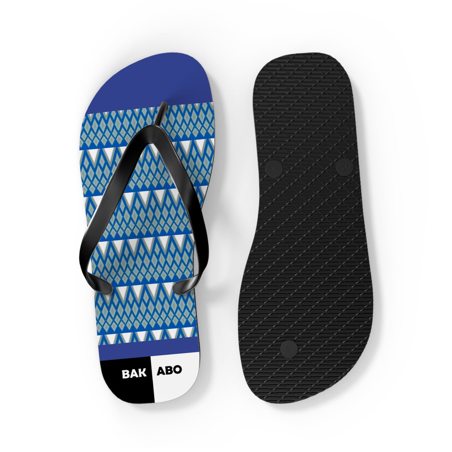 Blue Geometric Flip Flops — Patterned Beach Sandals Printify bakabo.club