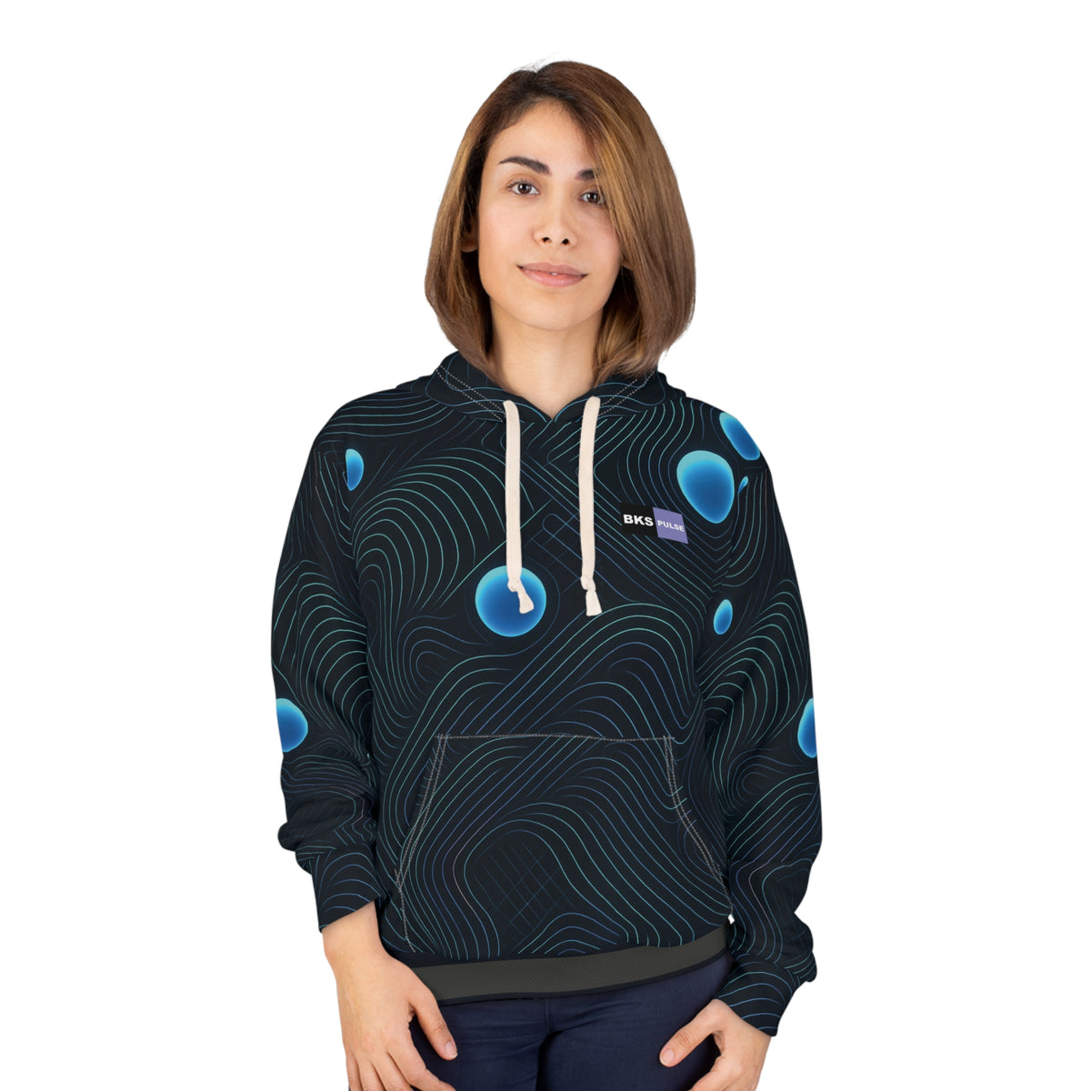 Pulse Swell™ Pullover Hoodie — worn, studio