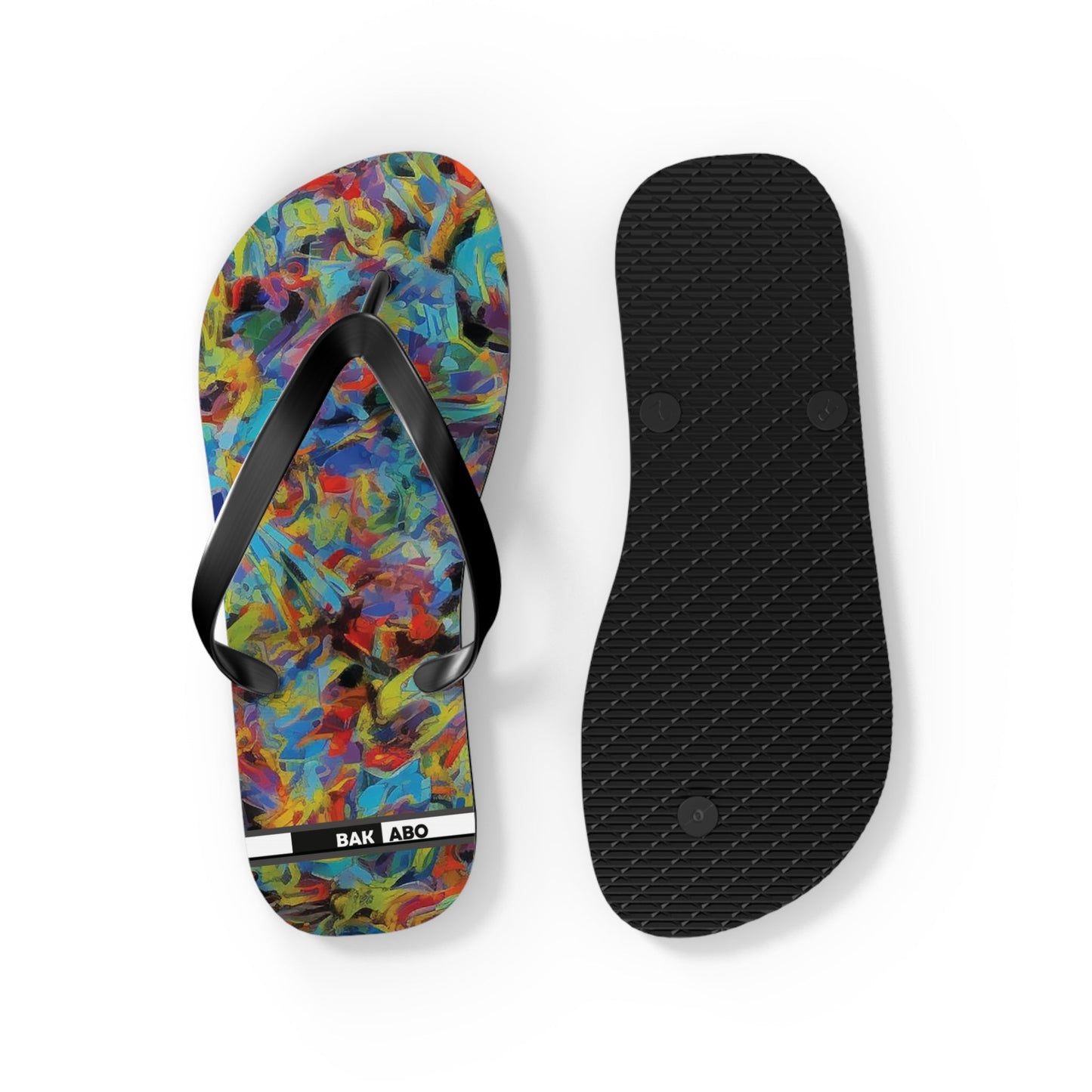 Color Splash Flip Flops — Vibrant Abstract Summer Sandals Printify bakabo.club