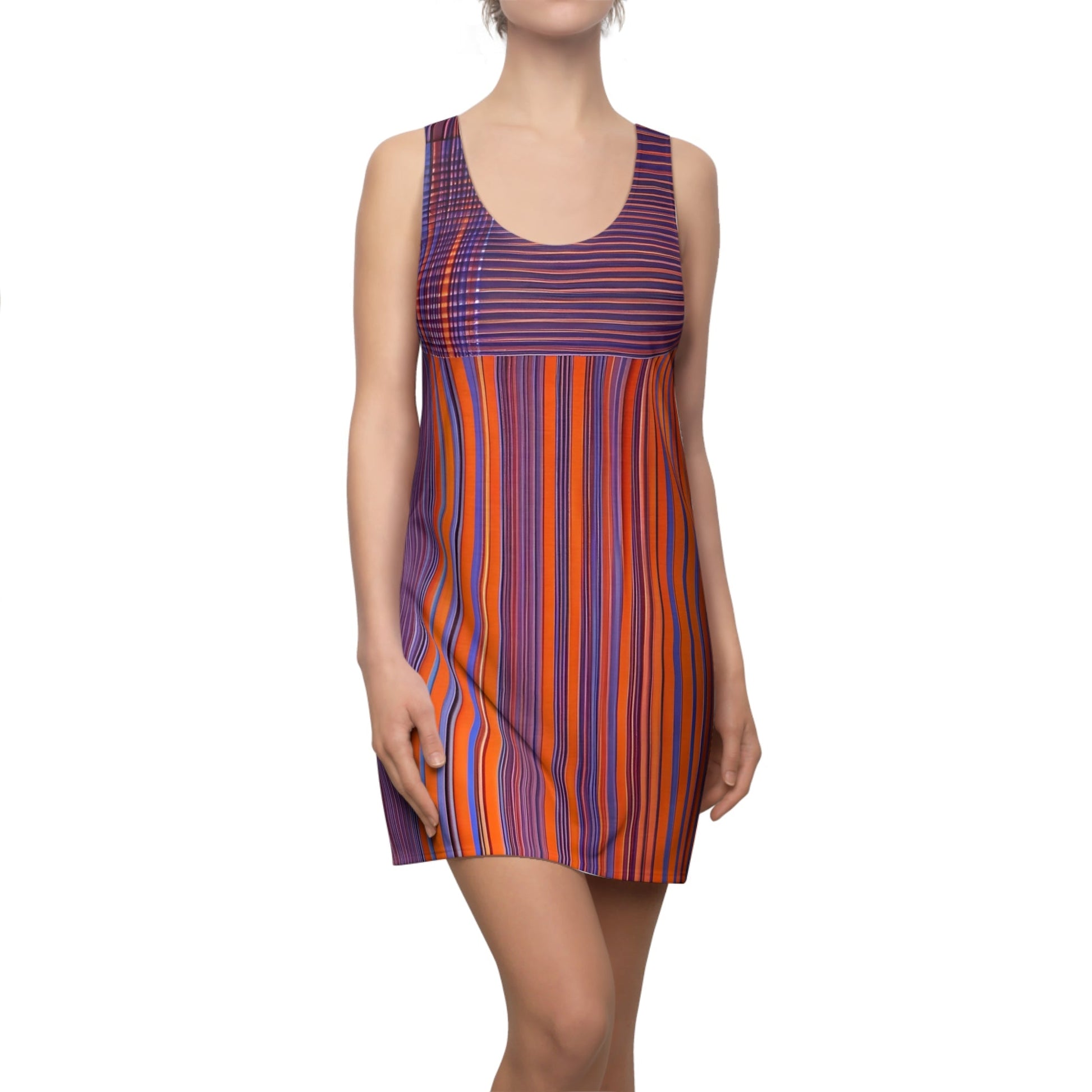 Striped Purple & Orange Racerback Dress - Vibrant Boho Summer Sundress