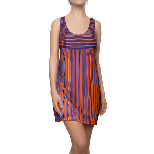 Striped Purple & Orange Racerback Dress - Vibrant Boho Summer Sundress