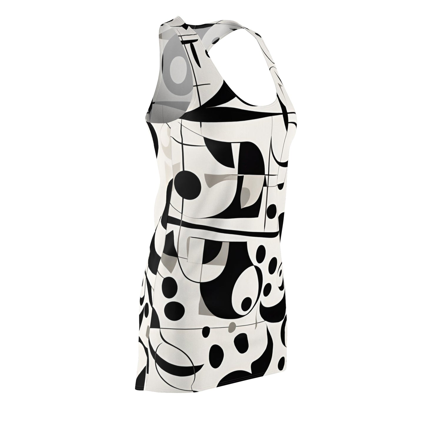 Abstract Black & White Racerback Dress — Modern Geometric AOP Printify bakabo.club