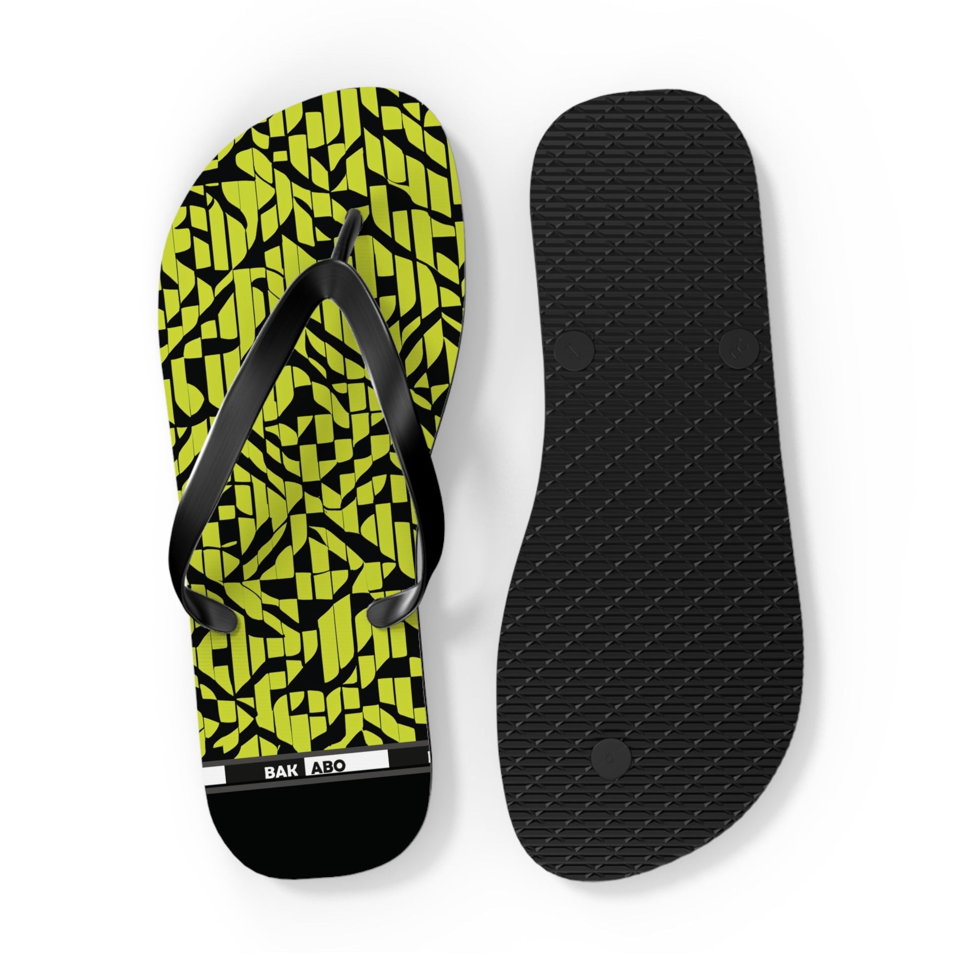 Flip Flops — Neon Geometric Pattern Beach Sandals Printify bakabo.club