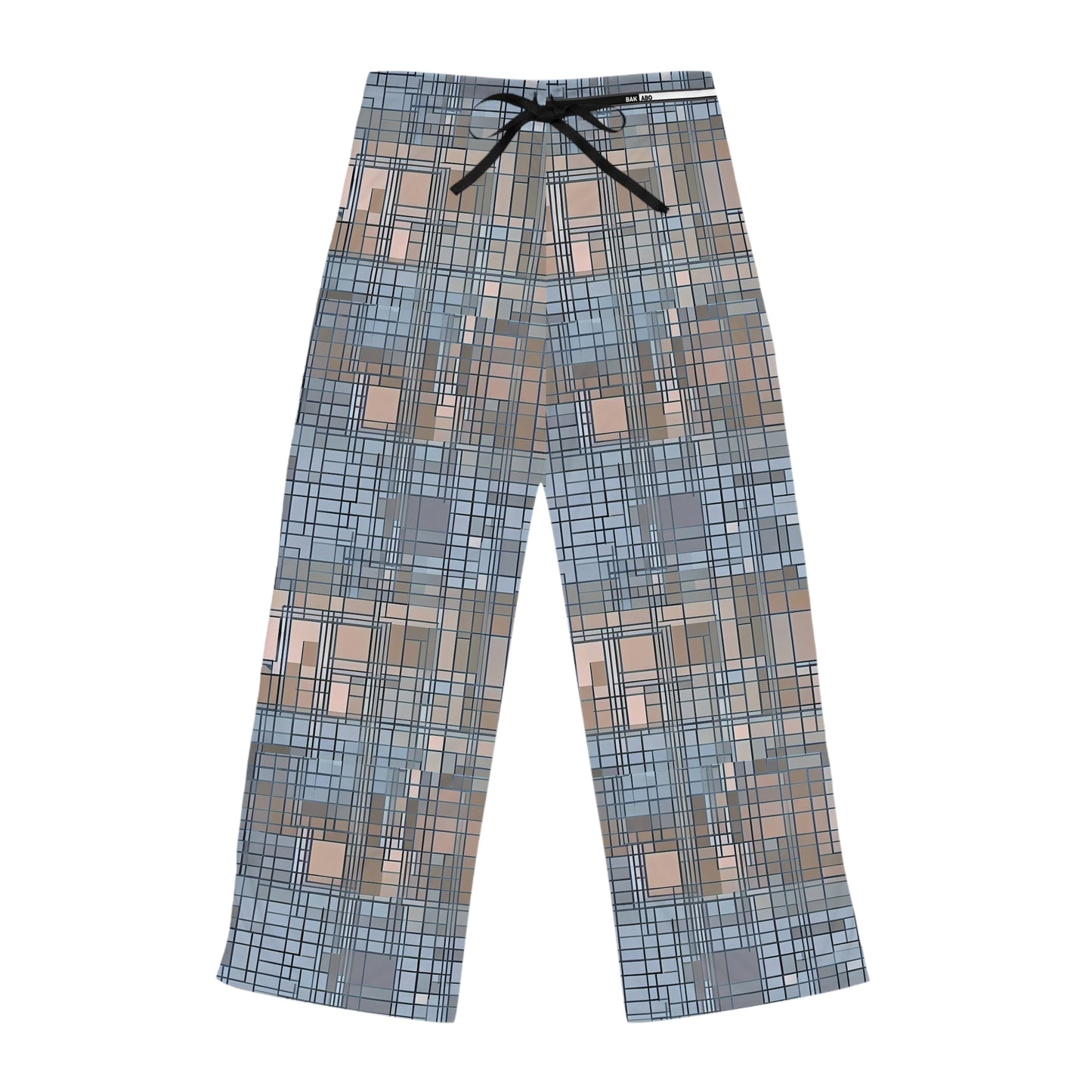 Women's Plaid Lounge Pajama Pants — Soft Blue Geometric Print Printify bakabo.club