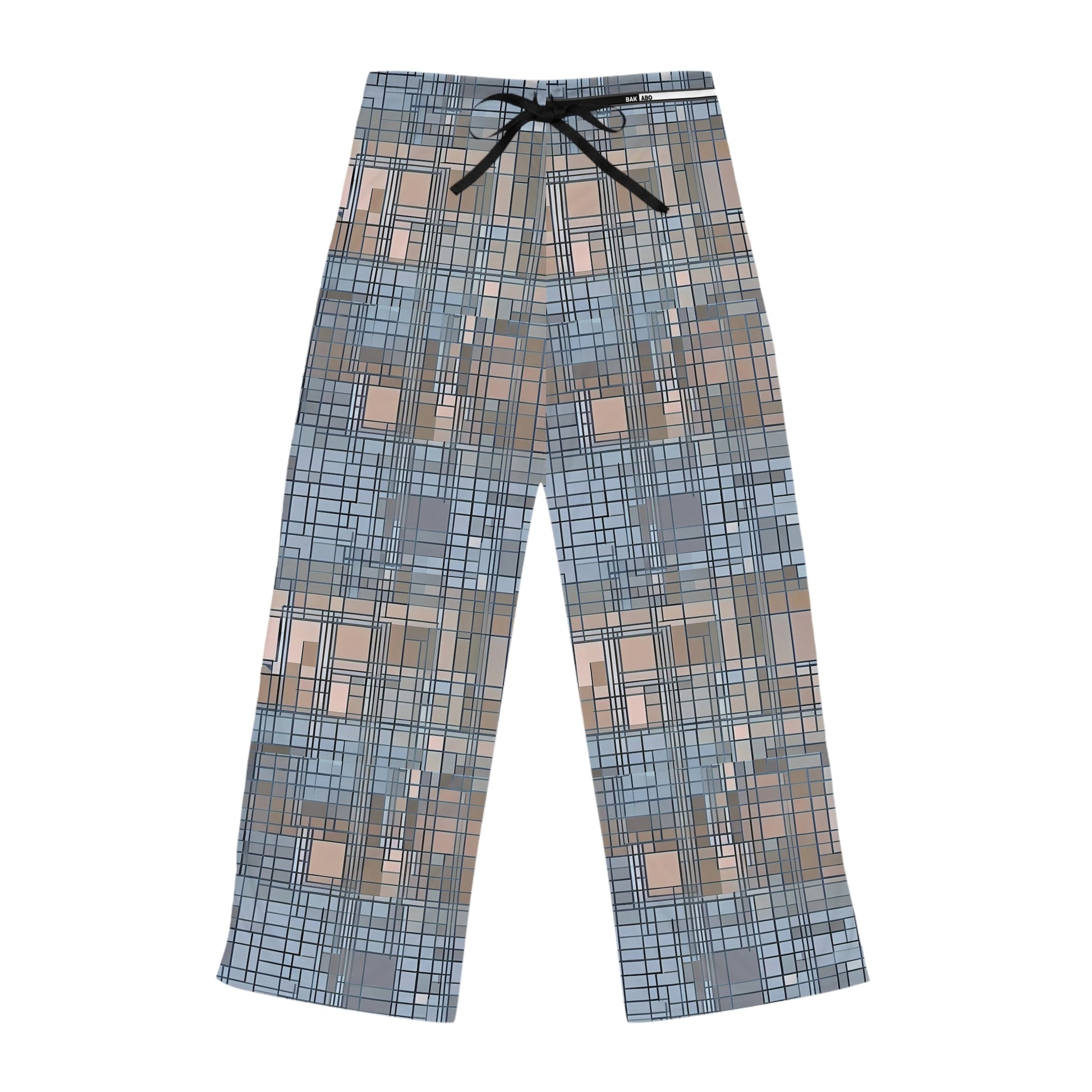Women's Plaid Lounge Pajama Pants — Soft Blue Geometric Print Printify bakabo.club