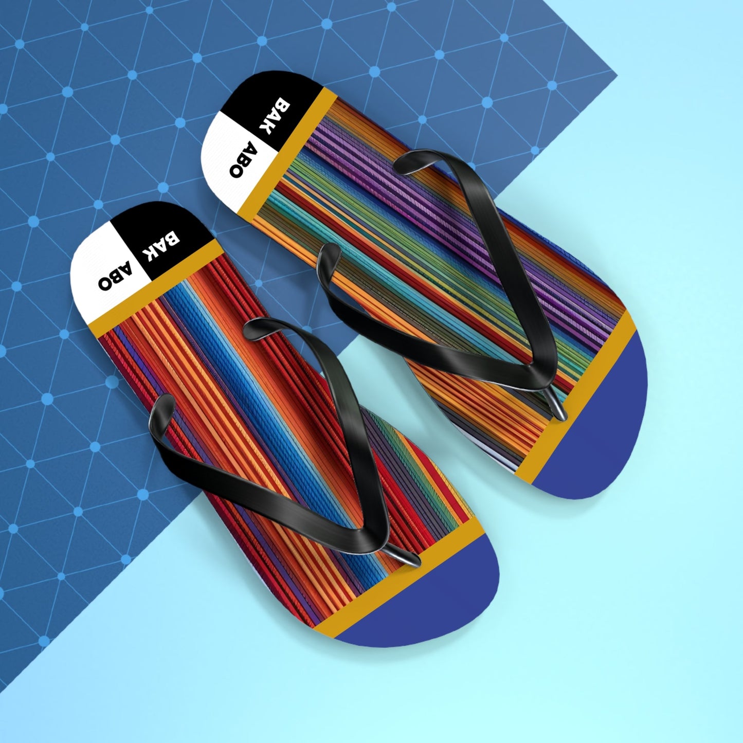 Colorful Striped Flip Flops – Vibrant Summer Beach Sandals (BAK ABO Accent) Printify bakabo.club