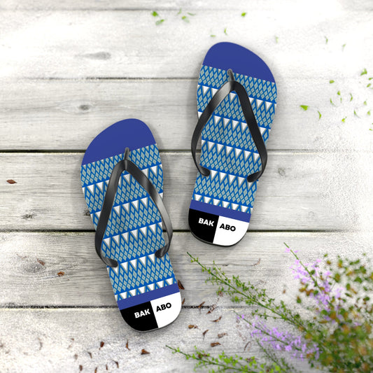 Blue Geometric Flip Flops — Patterned Beach Sandals Printify bakabo.club