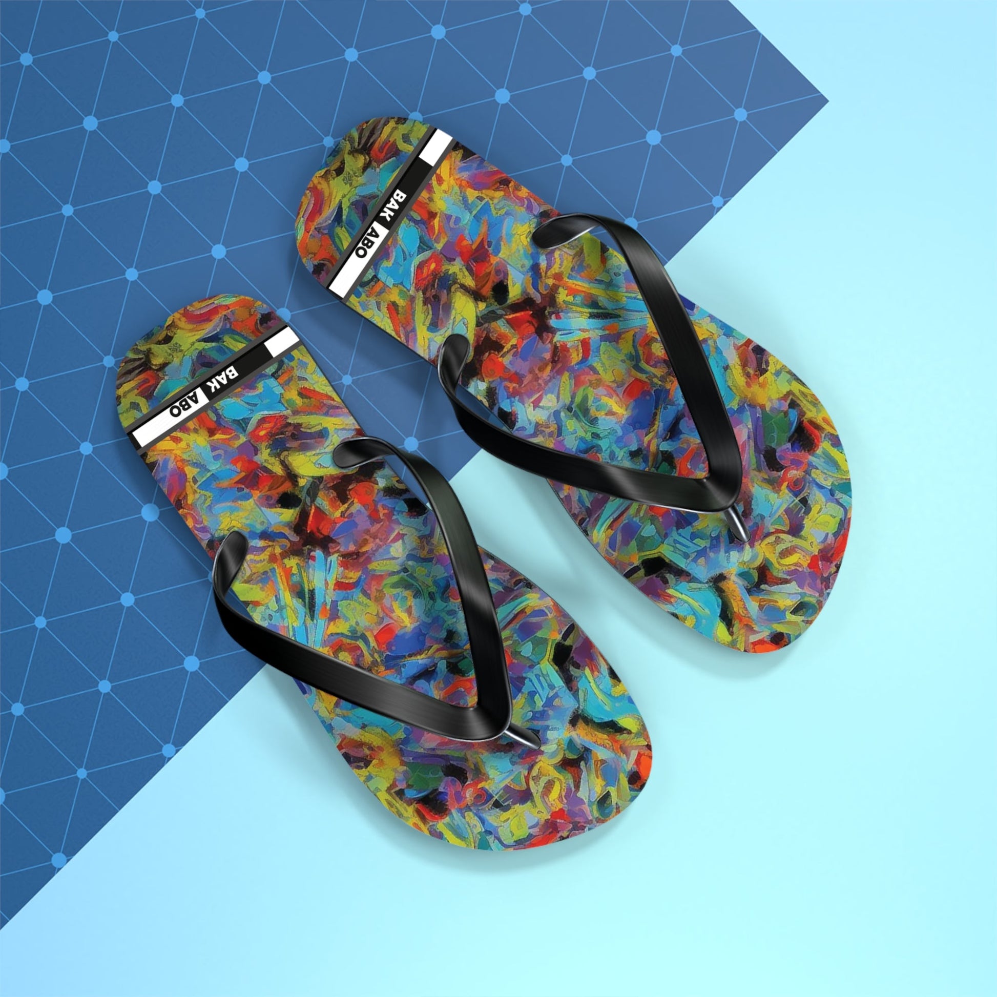 Color Splash Flip Flops — Vibrant Abstract Summer Sandals Printify bakabo.club
