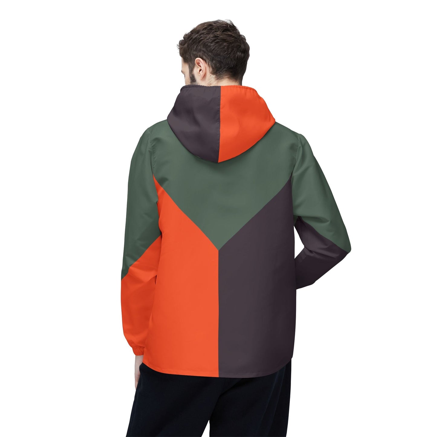 Windbreaker Jacket – Retro Chevron Colorblock Hooded Windbreaker Printify bakabo.club