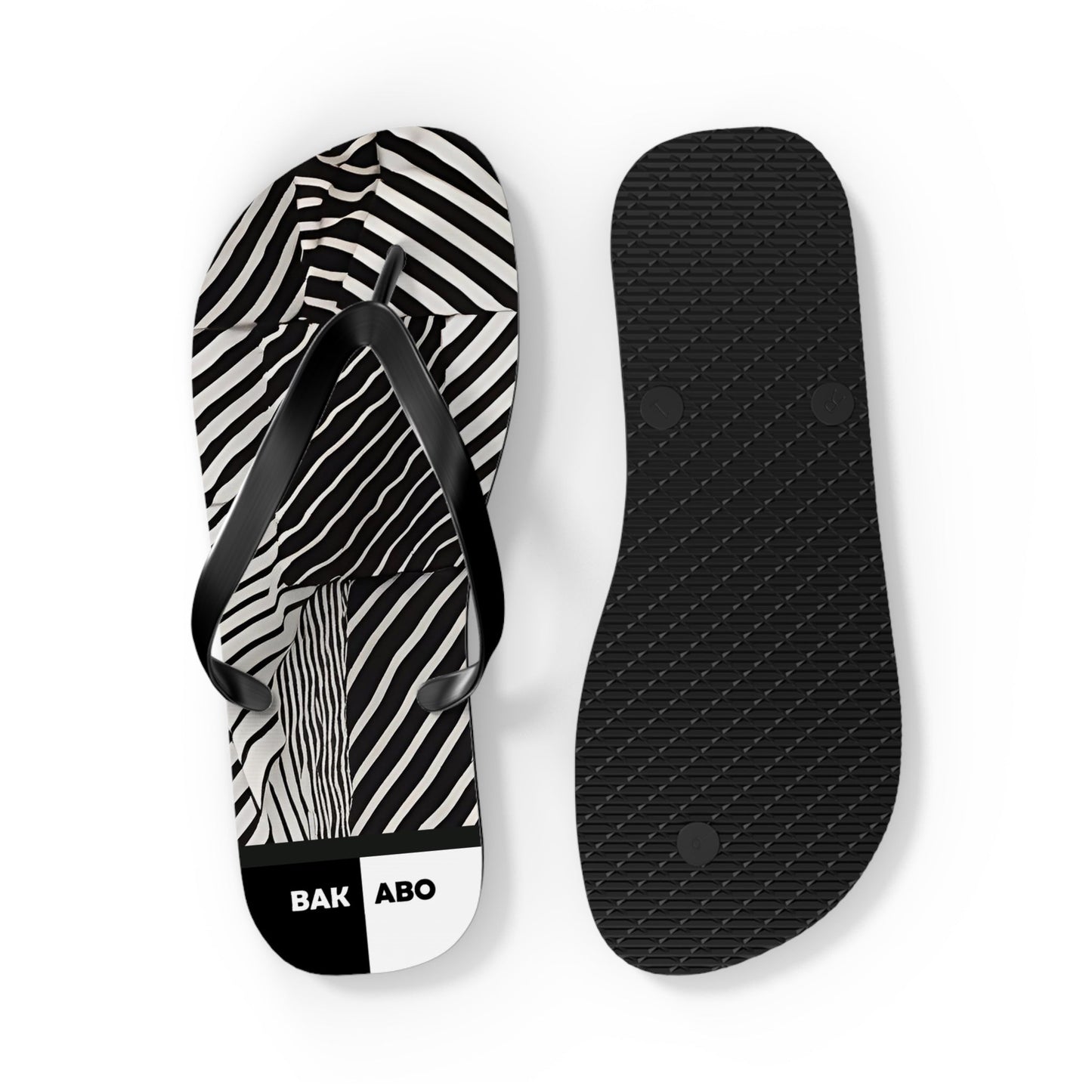 Zebra Stripe Flip Flops — Black & White Optical Pattern Beach Sandals Printify bakabo.club