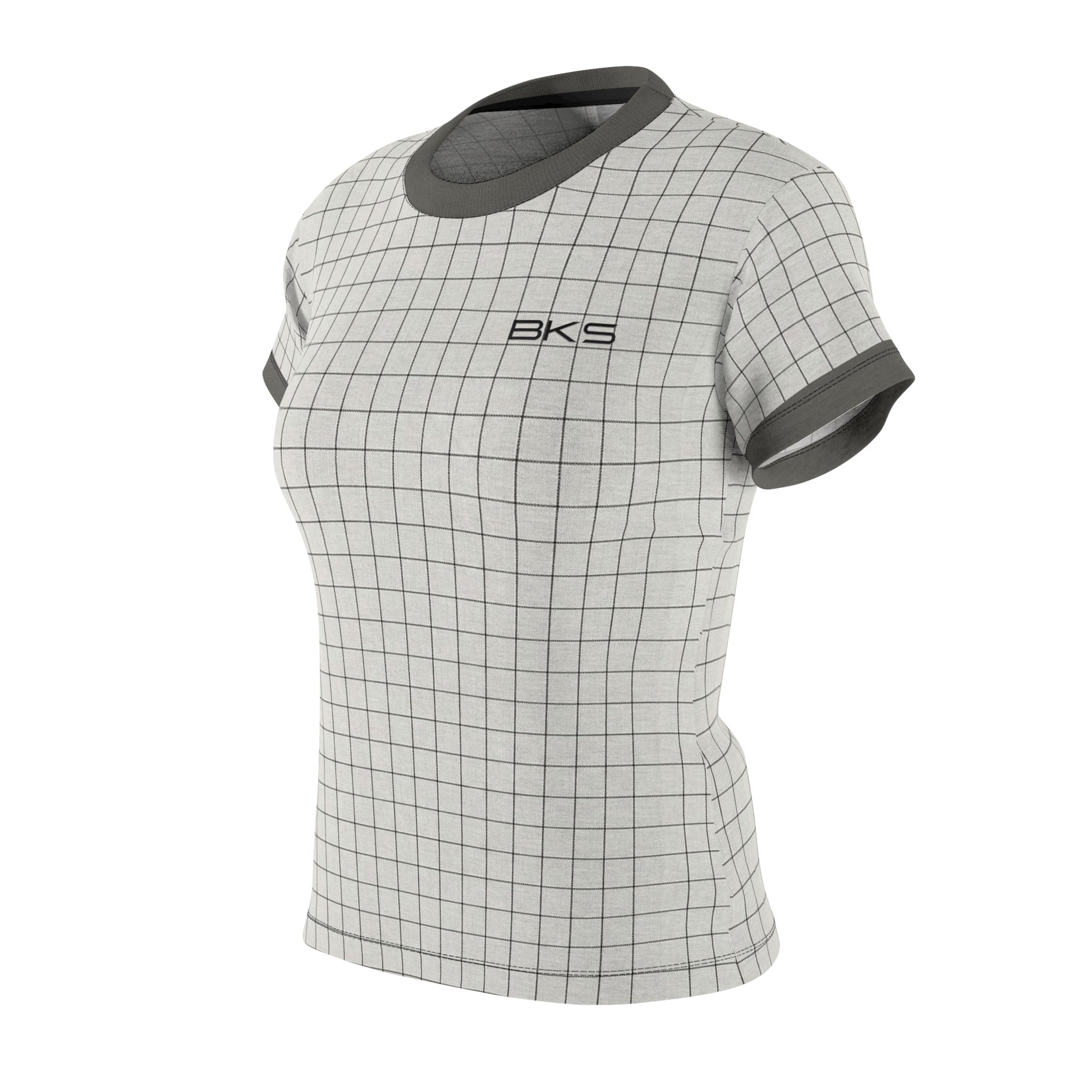 Women's Grid Tee — Minimalist BKS Check Pattern AOP Printify bakabo.club