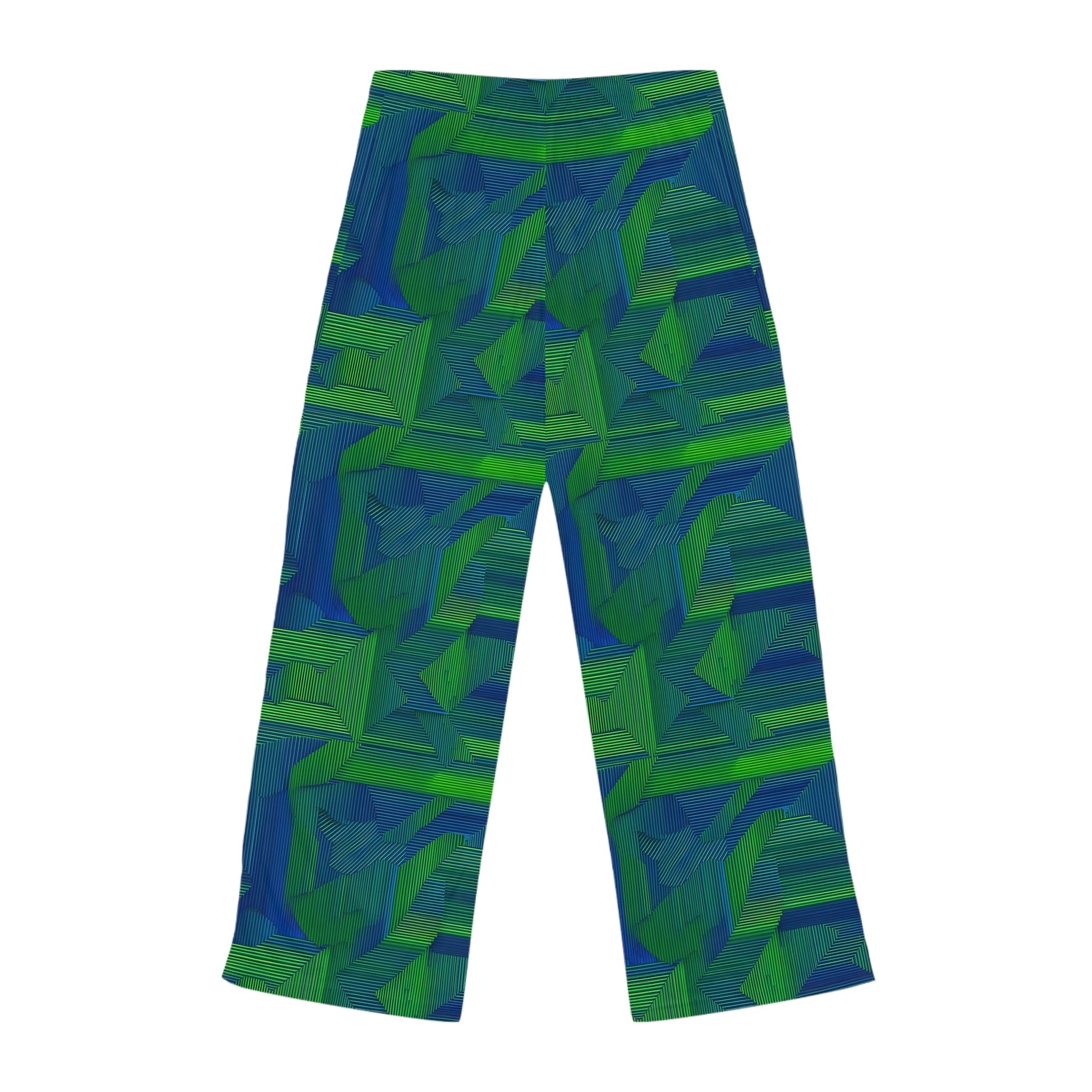 Green Geometric Women's Pajama Pants — Cozy Abstract Print Lounge Pants Printify bakabo.club