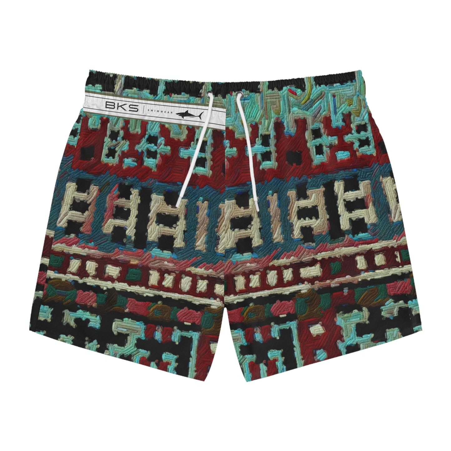 Ethnic Pattern Swim Trunks — Tribal Geometric AOP Beach Shorts Printify bakabo.club