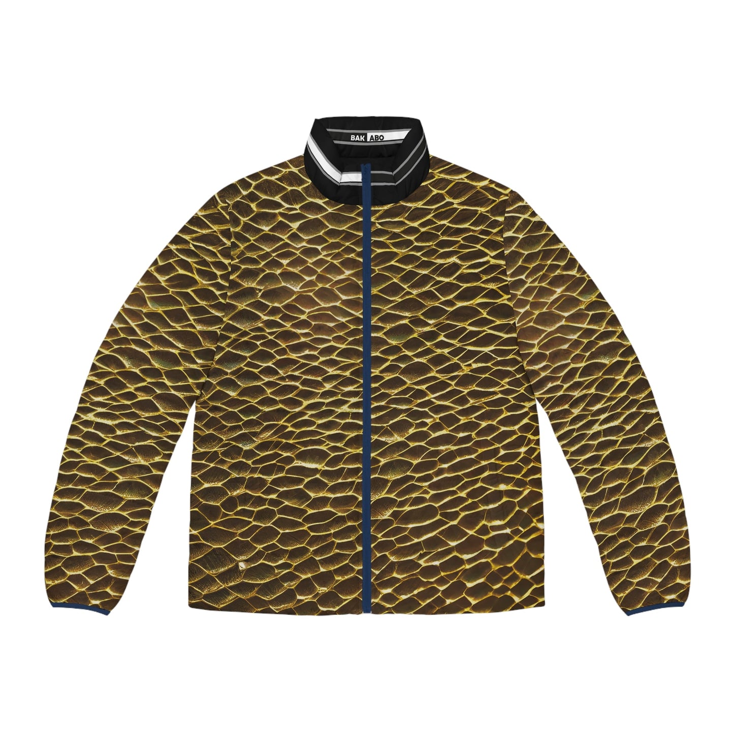Men's Snake Scale Puffer Jacket — Gold Reptile All-Over Print Printify bakabo.club