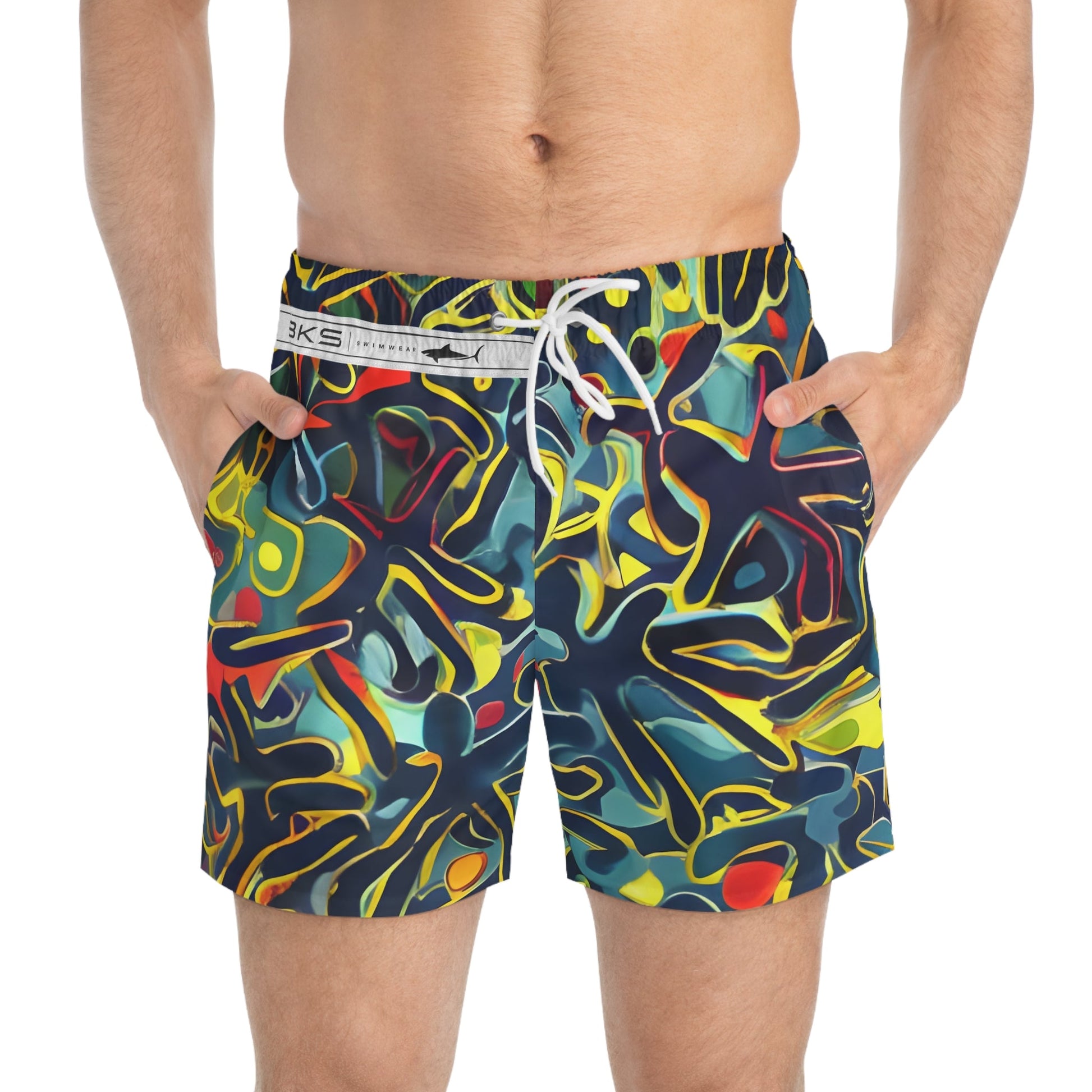BKS Marker Glow™ Swim Trunks Printify bakabo.club