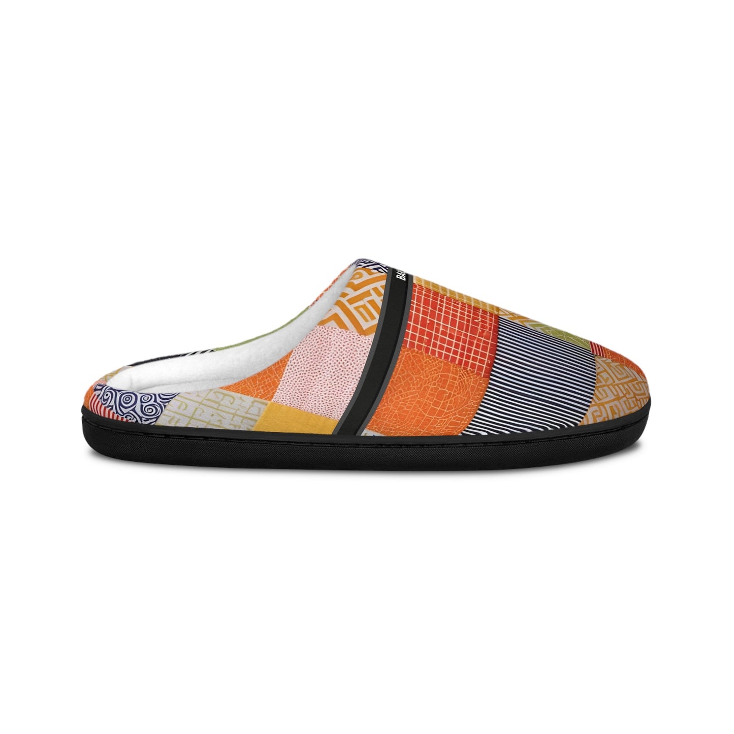 Patchwork Cozy Slippers — Women's Indoor Slip-Ons (Colorful Geometric Quilt Pattern) BakAbo Studio BKS bakabo.club