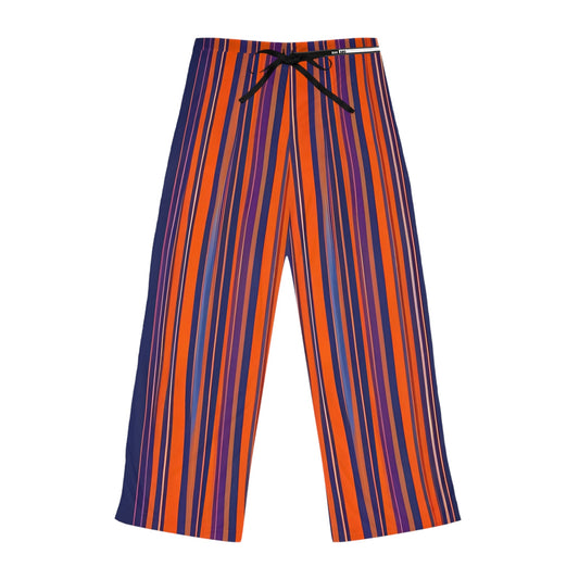 Striped Cozy Pajama Pants — Women's Wide-Leg Lounge Sleepwear Printify bakabo.club
