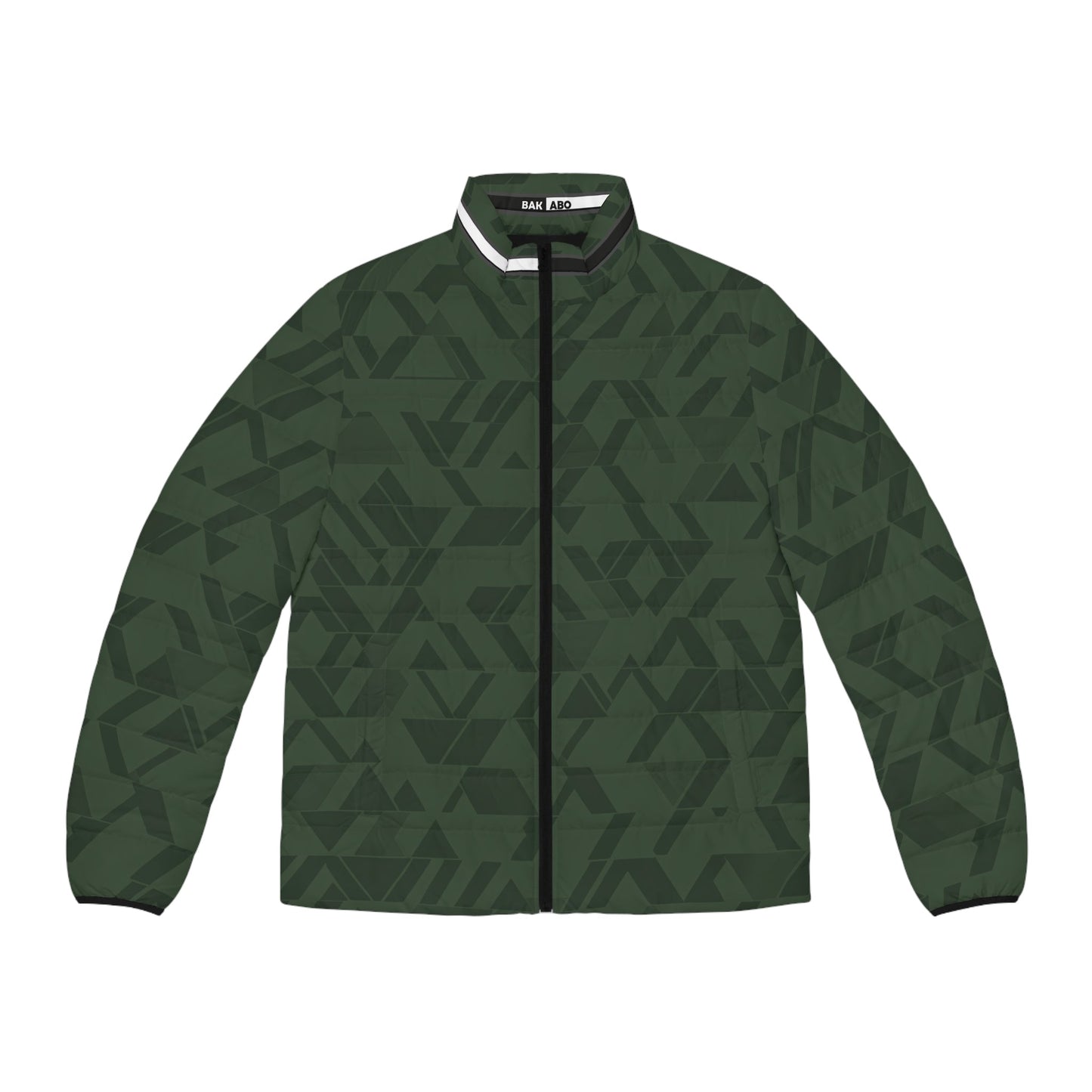 Men's Green Geometric Camouflage Puffer Jacket Printify bakabo.club