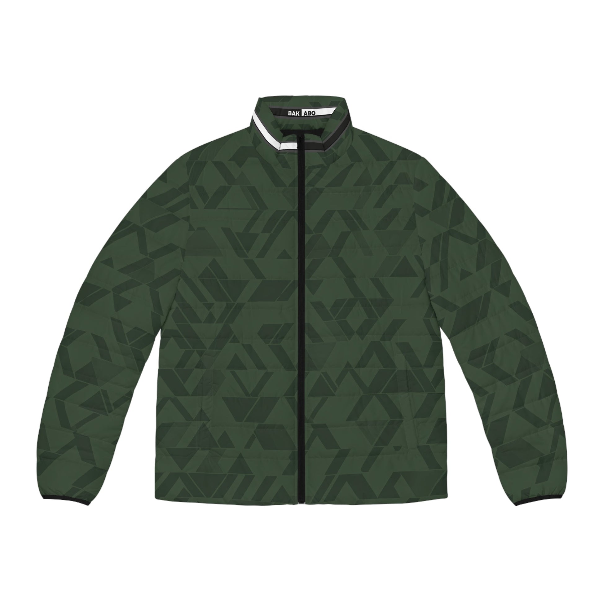 Men's Green Geometric Camouflage Puffer Jacket Printify bakabo.club