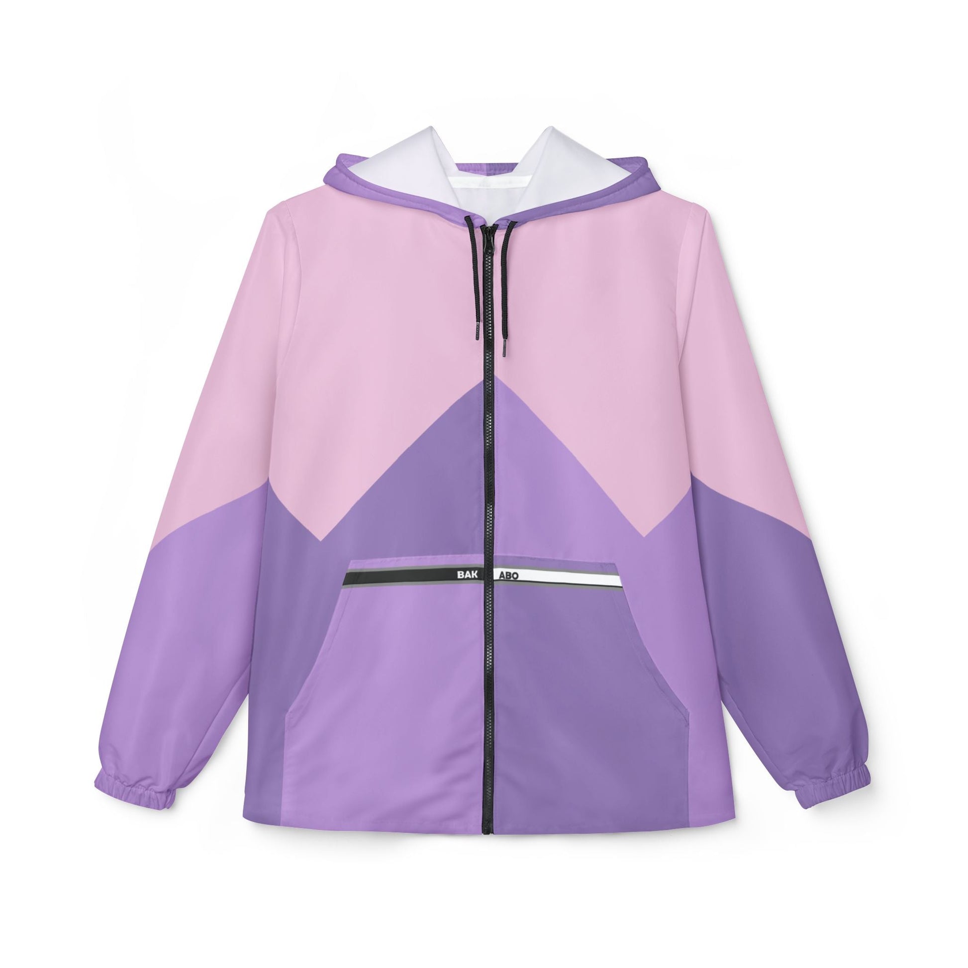 Pastel Chevron Windbreaker Jacket — Pink & Lavender Colorblock Hooded Jacket Printify bakabo.club