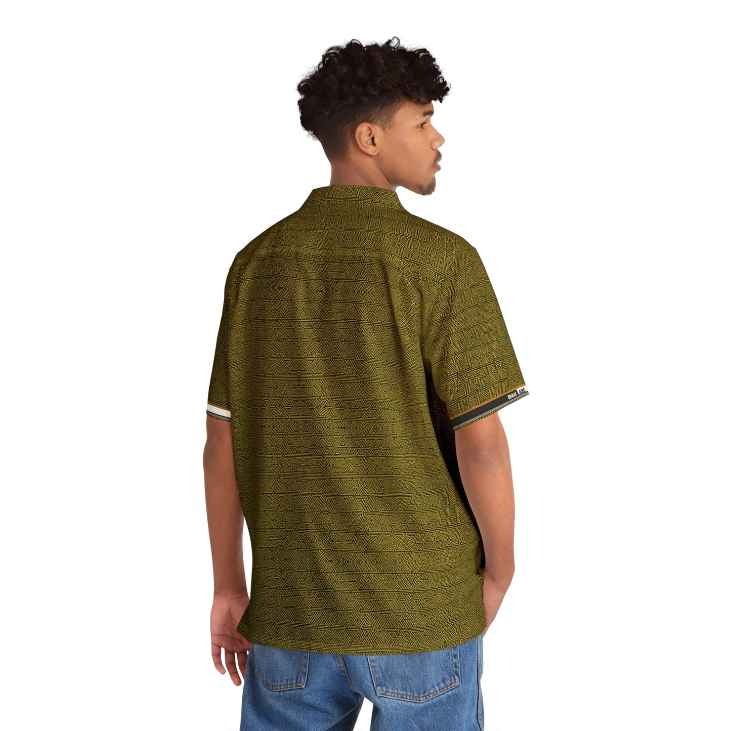 Olive Tropical Print Hawaiian Shirt — Men's Relaxed Camp-Collar Button-Up Printify bakabo.club