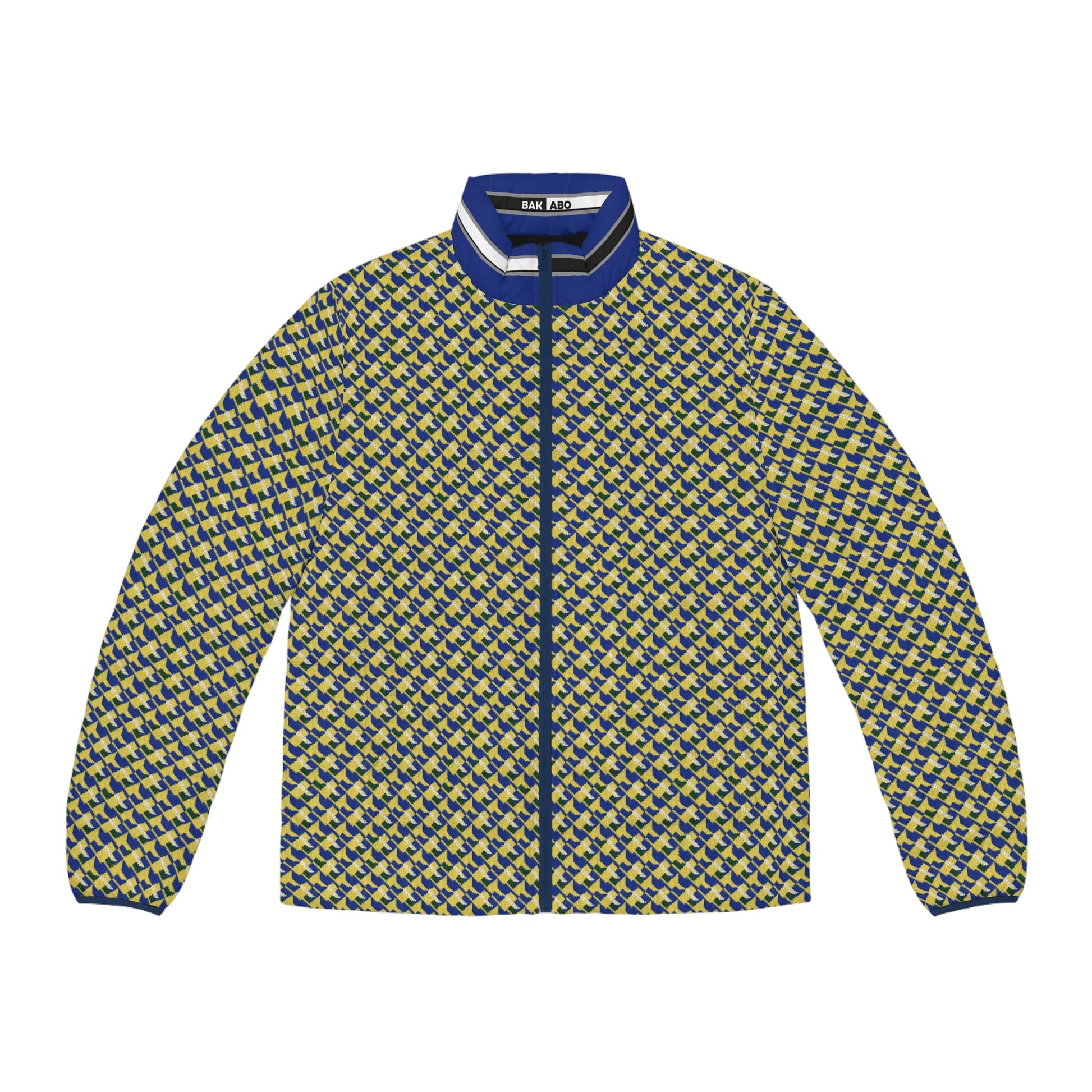 Men's Geometric Houndstooth Puffer Jacket – All-Over Print Printify bakabo.club
