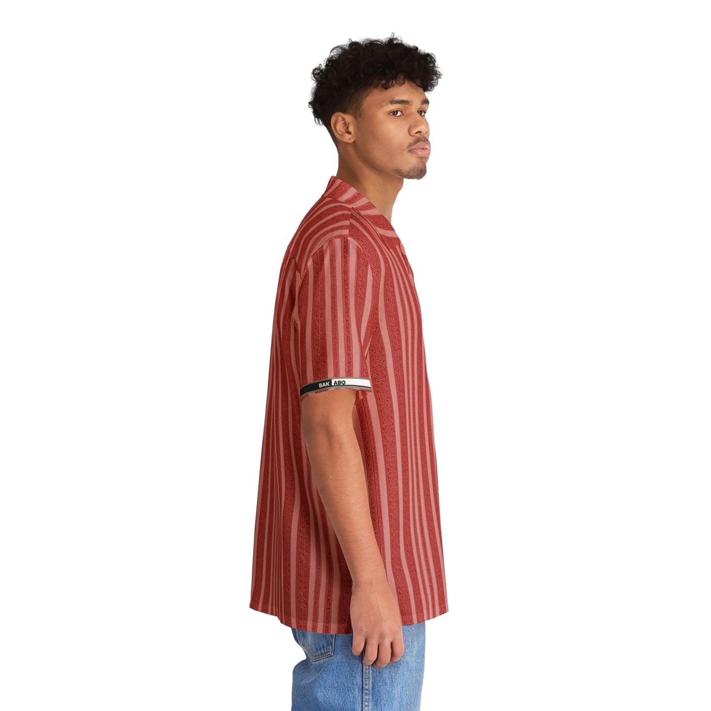 Red Stripe Hawaiian Shirt - Men's Casual Aloha Button-Up Printify bakabo.club