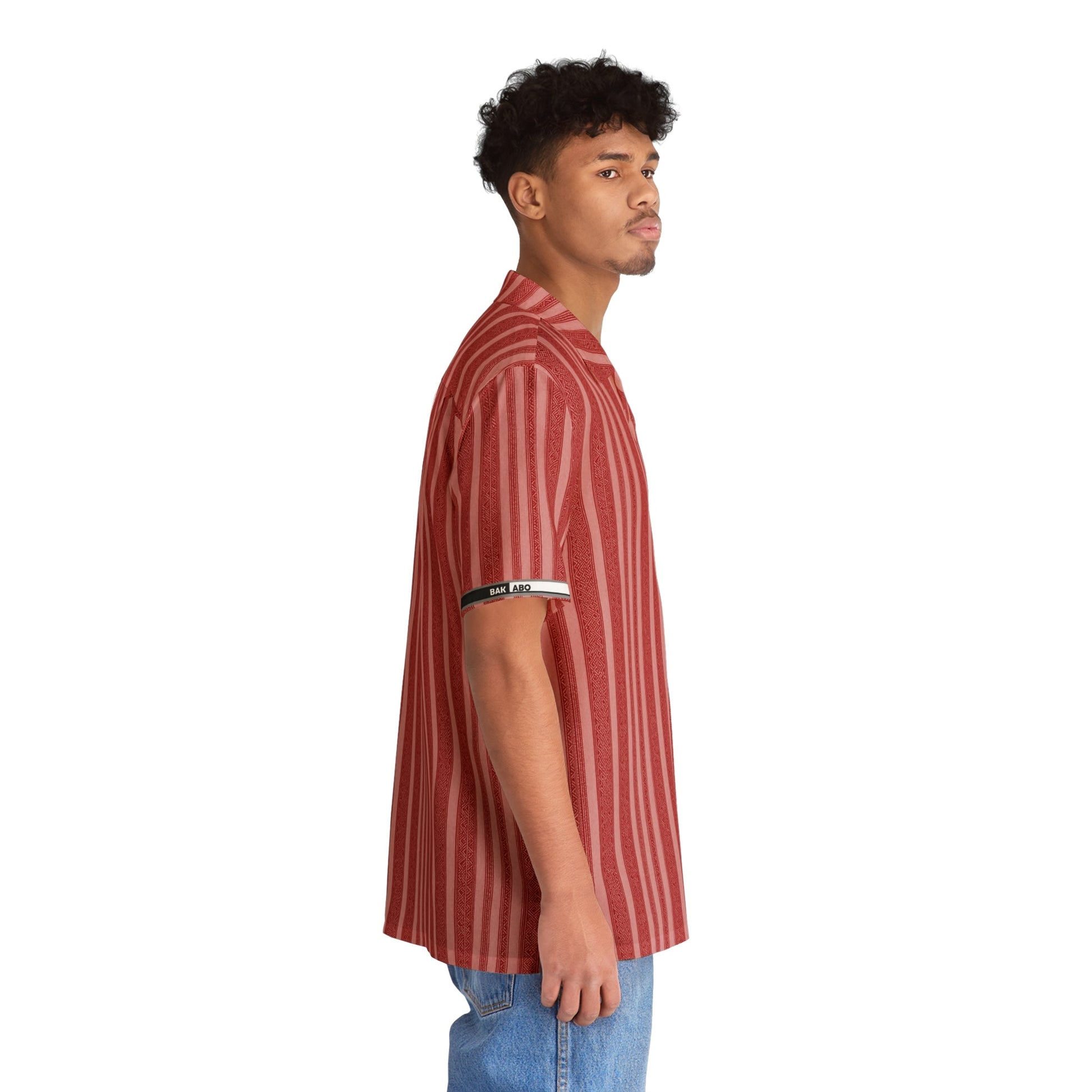 Red Stripe Hawaiian Shirt - Men's Casual Aloha Button-Up Printify bakabo.club