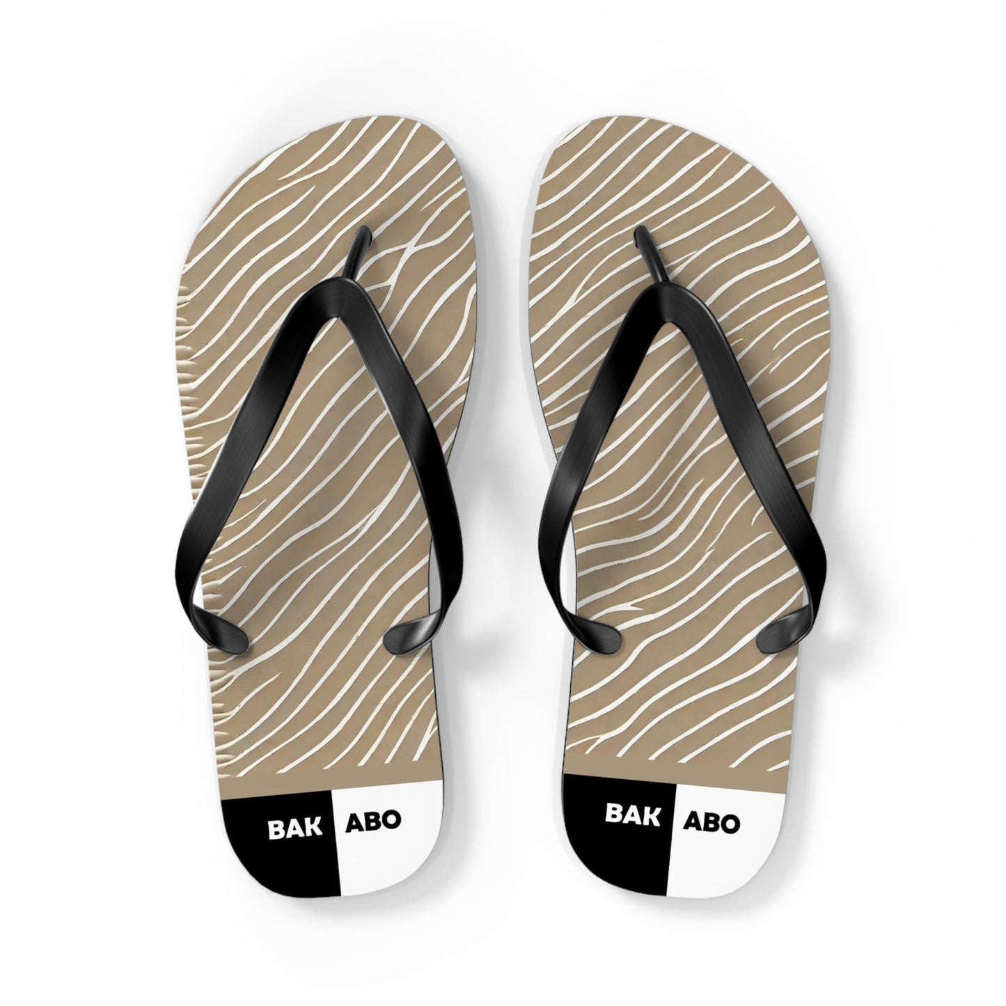 Wavy Sand Stripe Flip Flops — Beach Casual Sandal with Subtle Logo Printify bakabo.club