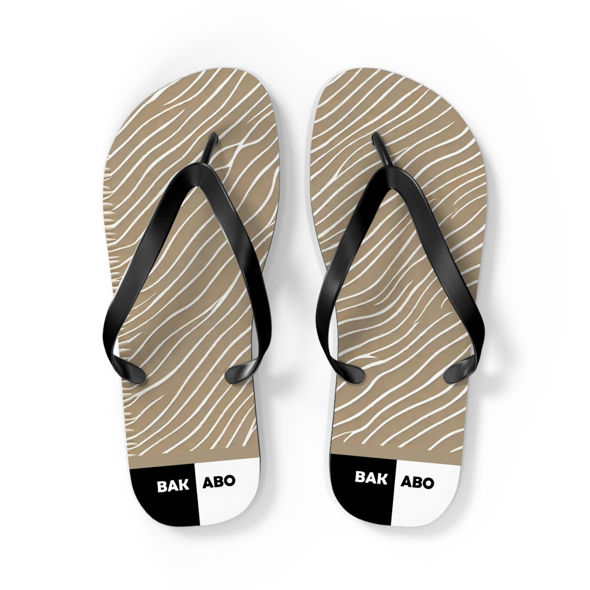 Wavy Sand Stripe Flip Flops — Beach Casual Sandal with Subtle Logo Printify bakabo.club