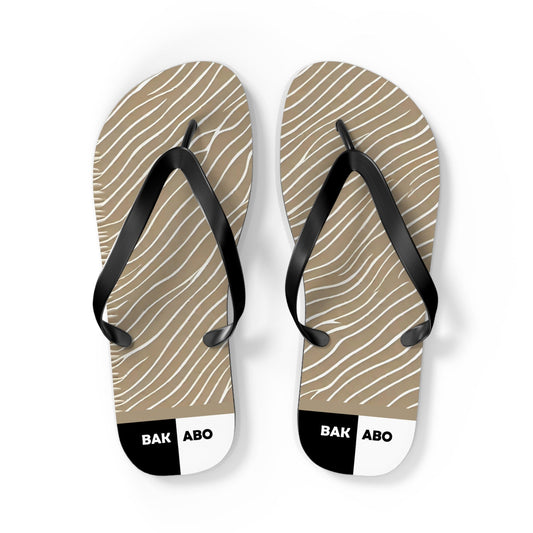 Wavy Sand Stripe Flip Flops — Beach Casual Sandal with Subtle Logo Printify bakabo.club