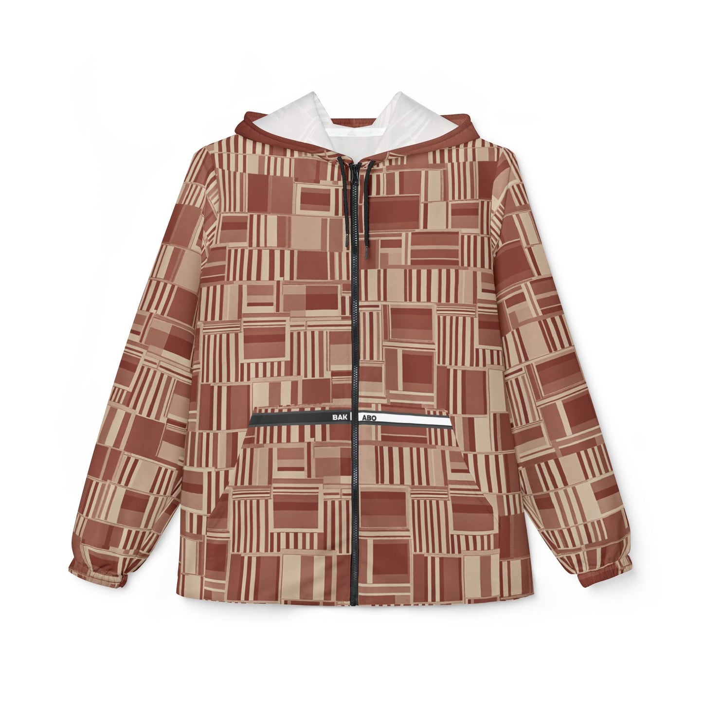 Retro Geo Pattern Windbreaker Jacket Printify bakabo.club