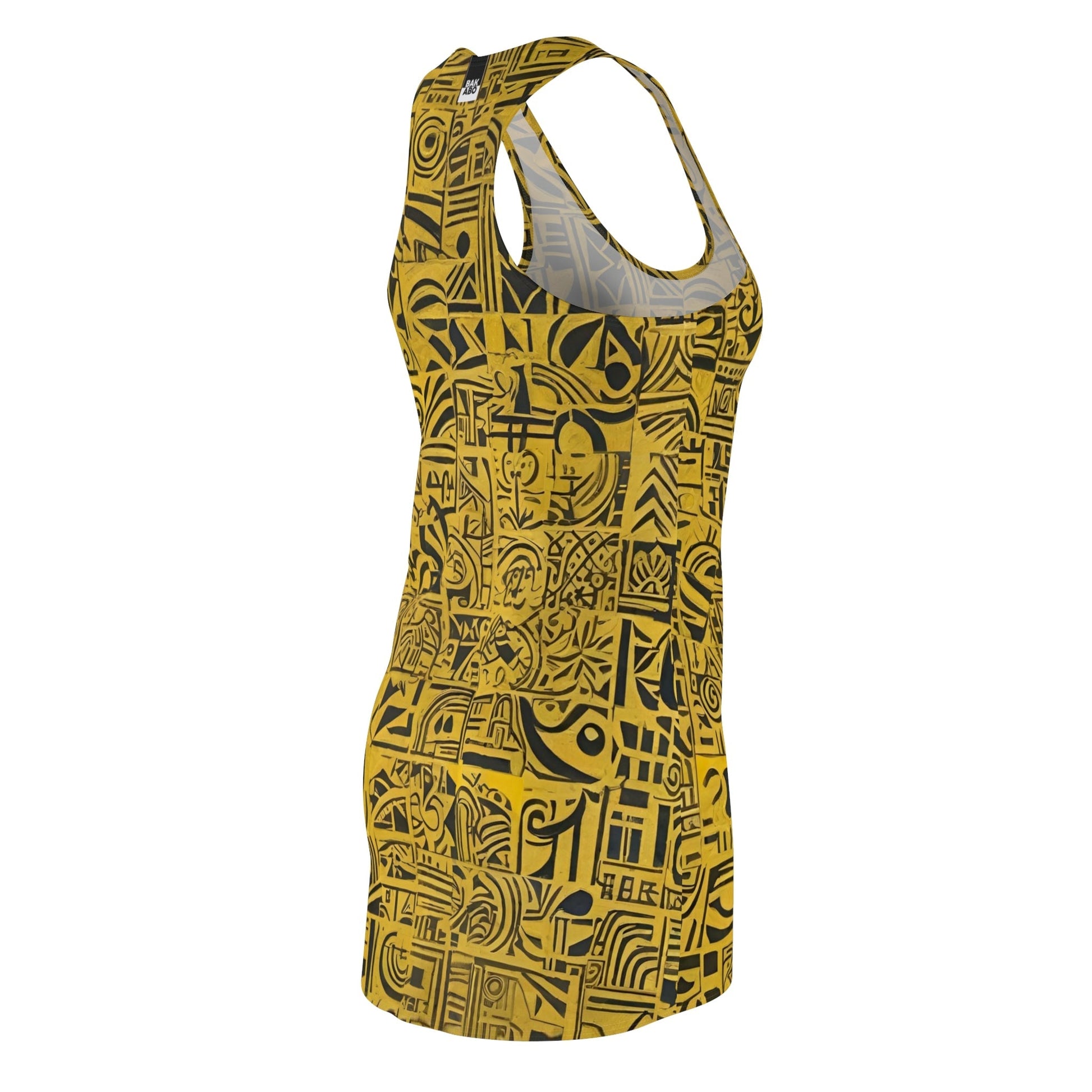 Yellow Tribal Pattern Racerback Dress — Geometric All-Over-Print