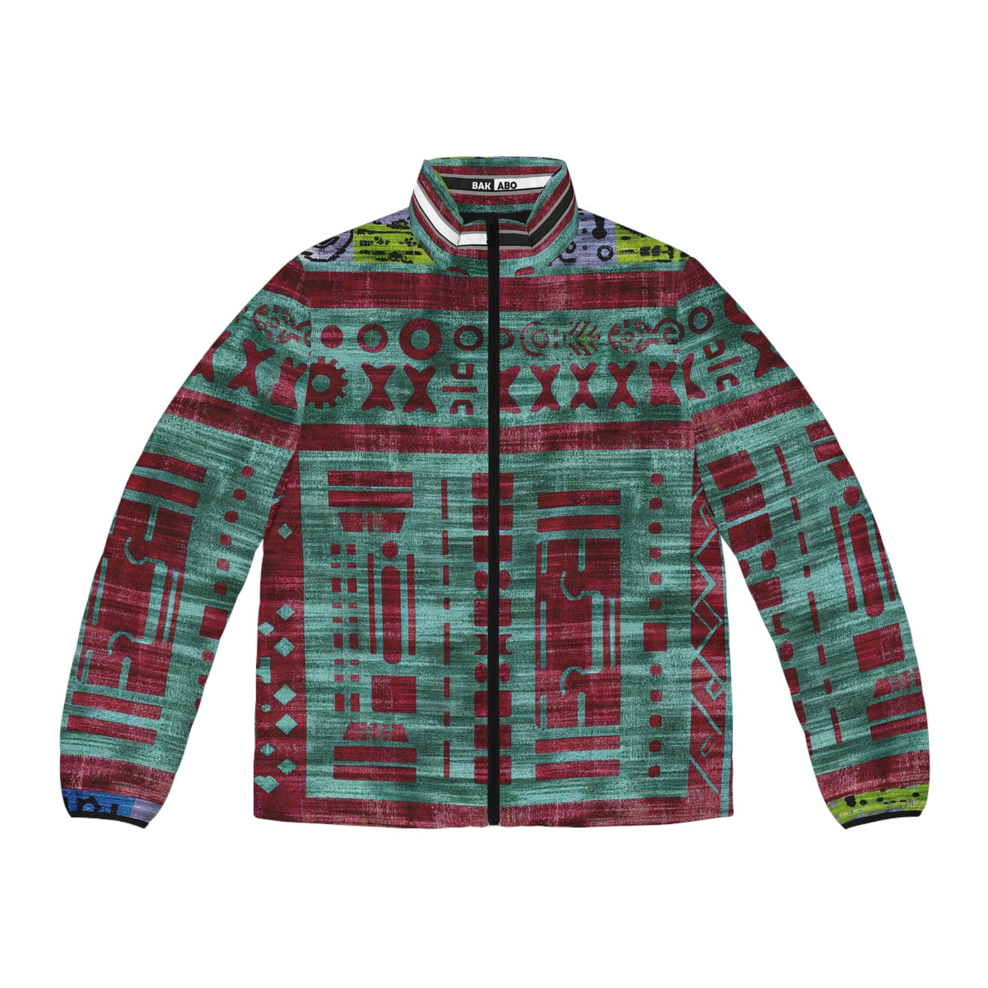 Men's Puffer Jacket — Retro Tech Graphic All-Over Print Printify bakabo.club