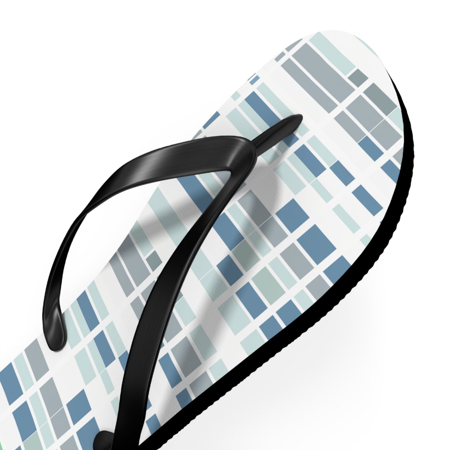 Plaid Blue Grid Flip Flops — Casual Beach Sandals with Modern Geometric Pattern Printify bakabo.club